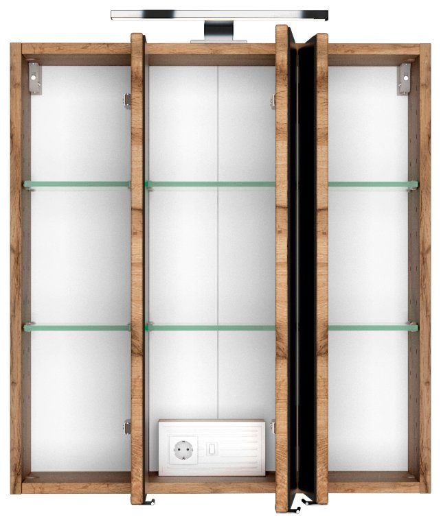 welltime Spiegelschrank Baabe Breite 60 cm, mit 3D-Effekt, dank 3 Spiegeltüren