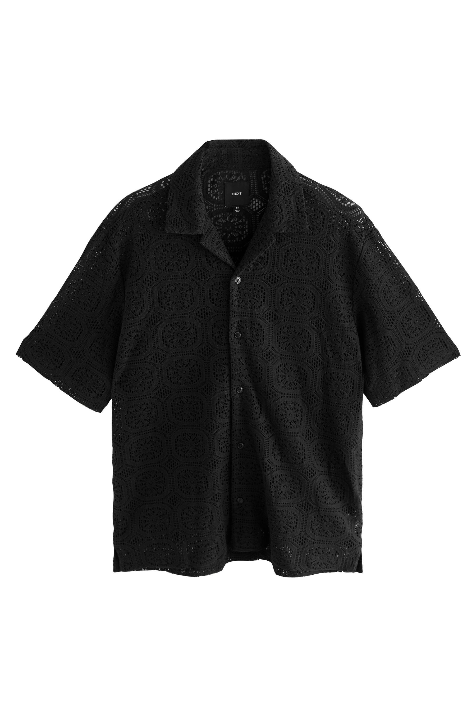 Next Kurzarmhemd Kurzarmhemd mit Häkeldetail mit Kubakragen (1-tlg) günstig online kaufen