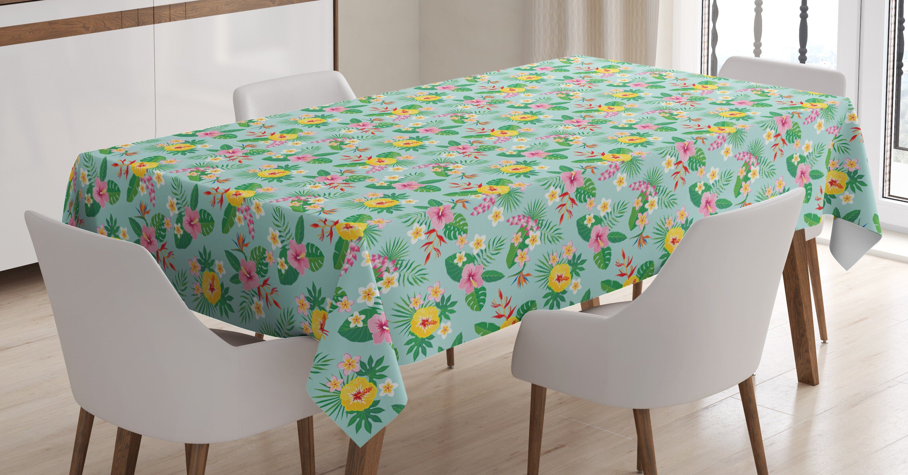 Klare Tischdecke Farben, Außen Urwald Paradiesvogel Für geeignet Waschbar Blumen Bereich Abakuhaus Farbfest den
