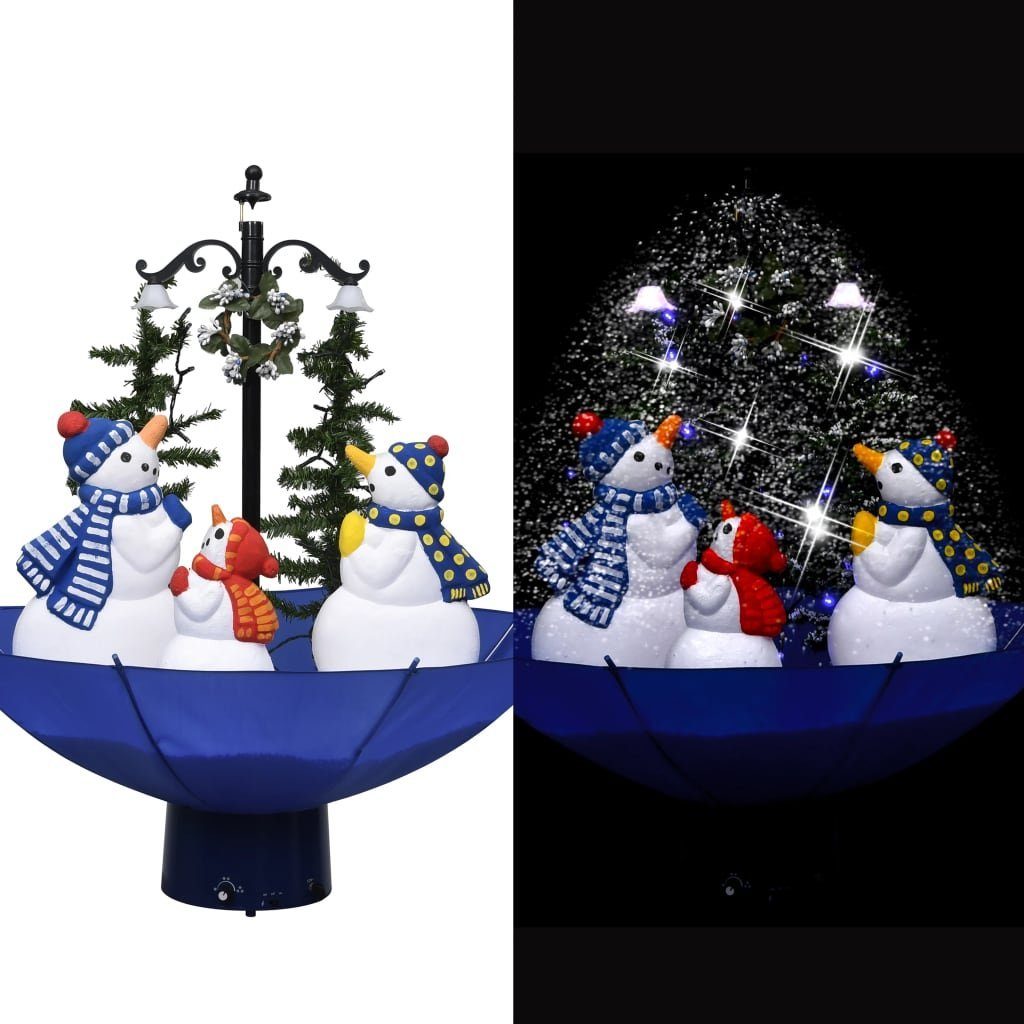 vidaXL Künstlicher Weihnachtsbaum Weihnachtsbaum mit Schnee und Schirm-Fuß Blau 75 cm PVC