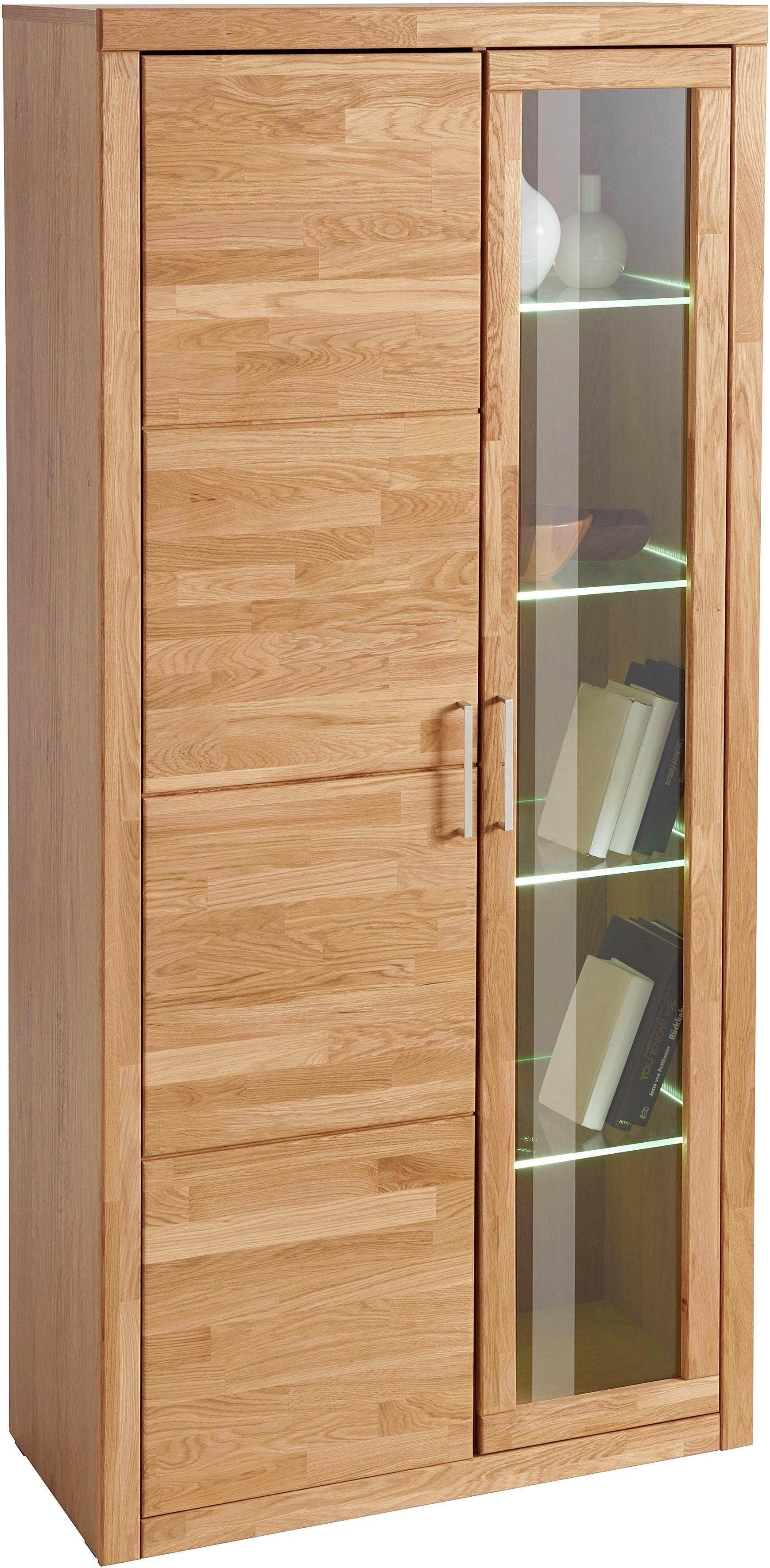 OTTO home Vitrine LOGO B/T/H: 90/42/190cm,10Fächer, 1 Holztür, 1 Glastür, viel Stauraum Fronten aus Massivholz, Korpus aus farblich abgestimmter Melamin – Bild 3 von 5