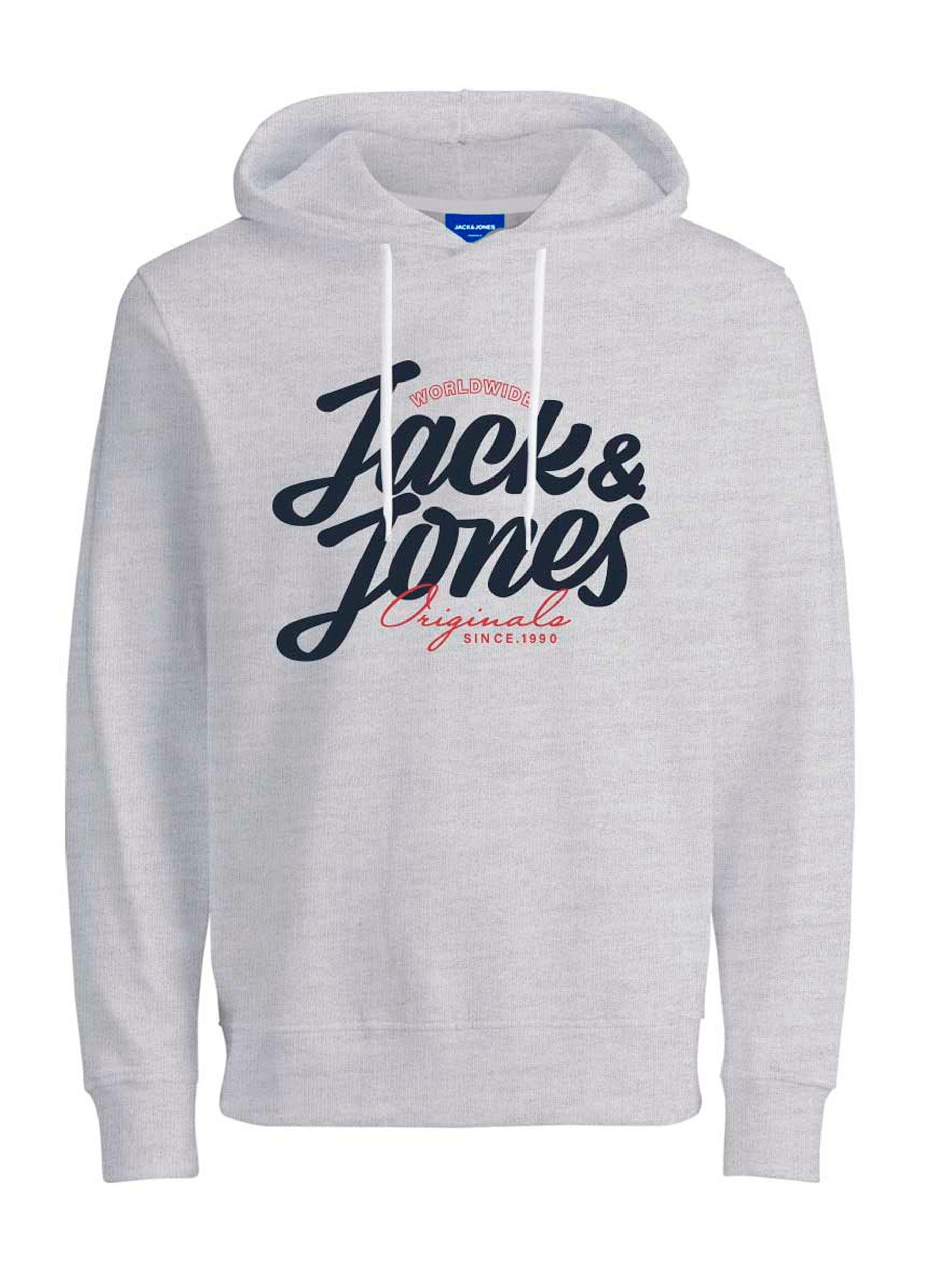 Jack & Jones Hoodie Grey Melange Kapuze mit Kapuzensweatshirt Light Hoody List