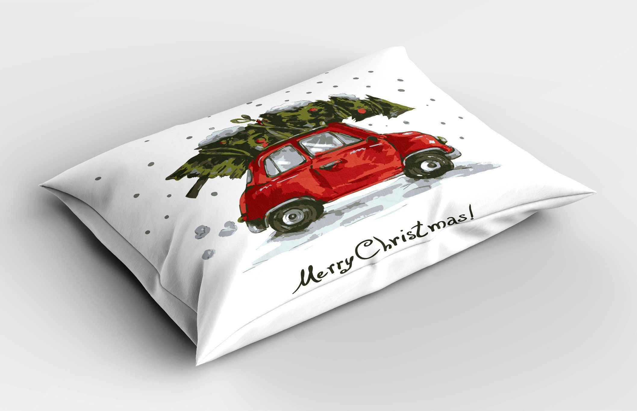 Retro-Auto mit Gedruckter Dekorativer King Stück), Abakuhaus Kissenbezüge Weihnachten Kissenbezug, Baum Standard Size (1