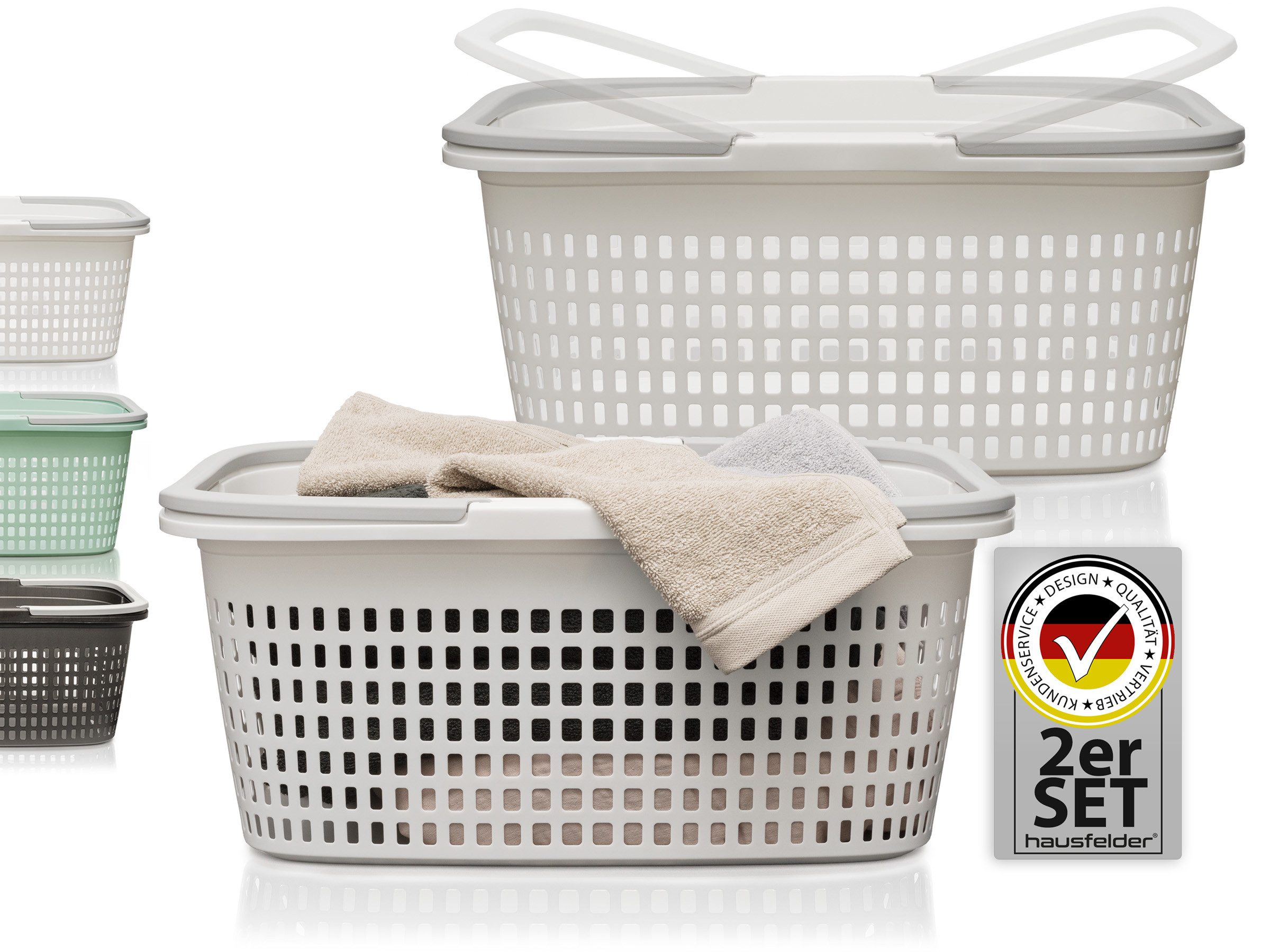 Hausfelder Wäschekorb Wäschewanne 58x37x25cm (Weiß, 2 Körbe, 35 l) (Set, 2 günstig online kaufen