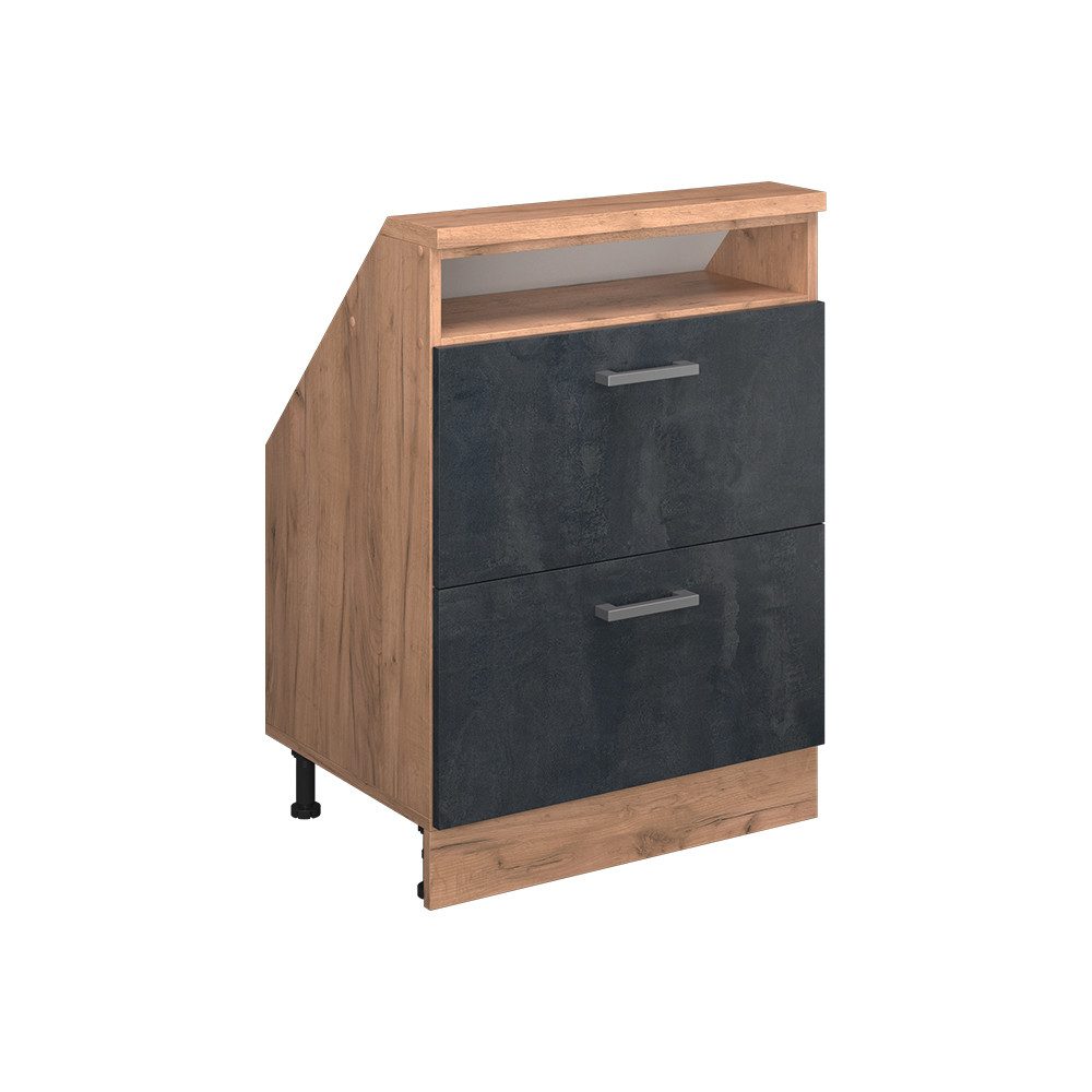 Vicco Unterschrank R-Line, Schwarz Beton/Goldkraft Eiche, günstig online kaufen