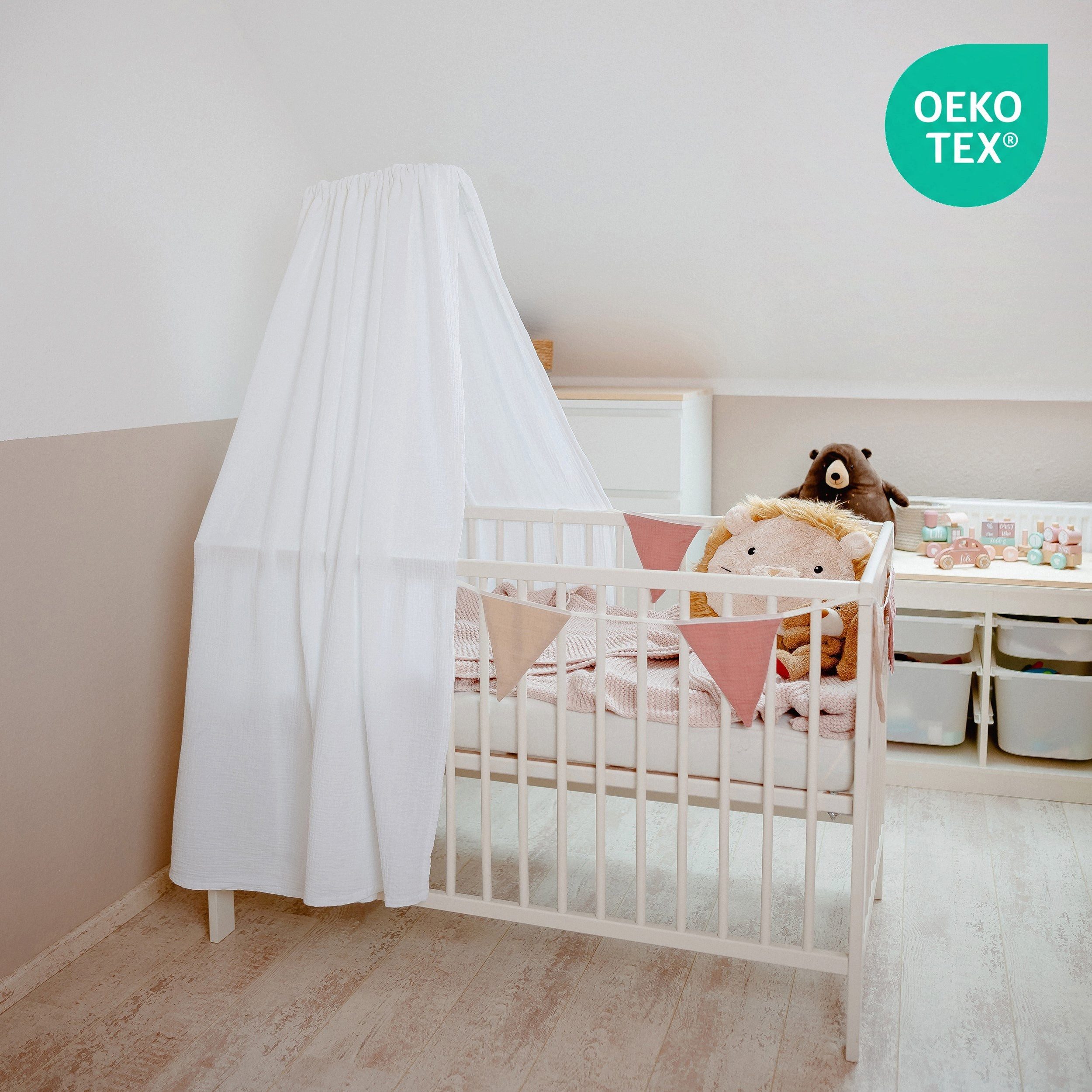lilimaus Betthimmel für Babybett aus 100% Musselin - luftiger Baldachin (1-tlg), behaglicher Rückzugsort im Babybett - sanft zu zarter Babyhaut