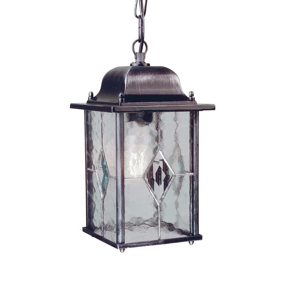 Elstead LIGHTING Außen-Deckenleuchte, Leuchtmittel nicht inklusive, Außenleuchte Kettenlaterne Pendelleuchte Schwarzes Silber H 34 cm