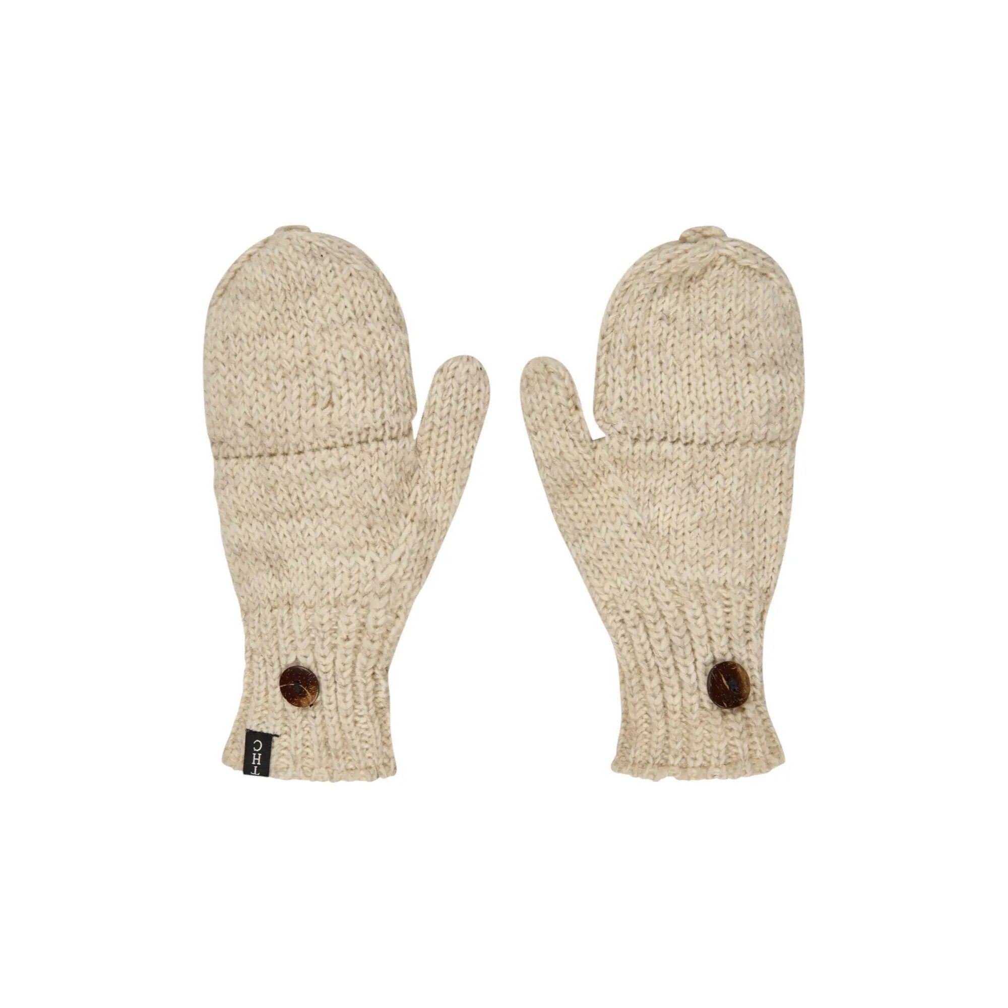 THC Natural Line Strickhandschuhe THC Klapphandschuhe 713 weiß (1-St., 1 Paar) abklappbare Fingerspitzen