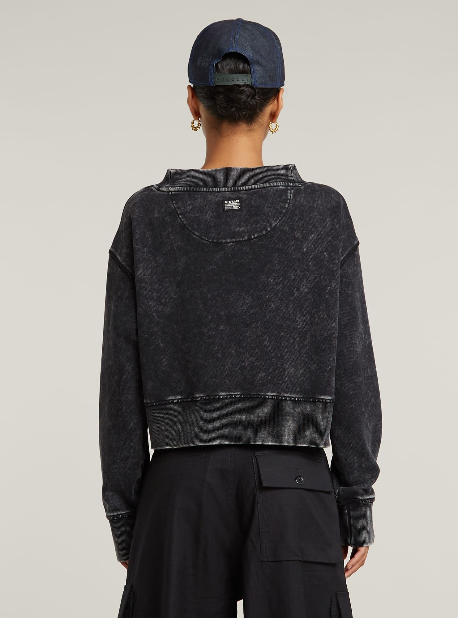 G-STAR Longpullover Overdyed Cropped Logo Loose Sweatshirt