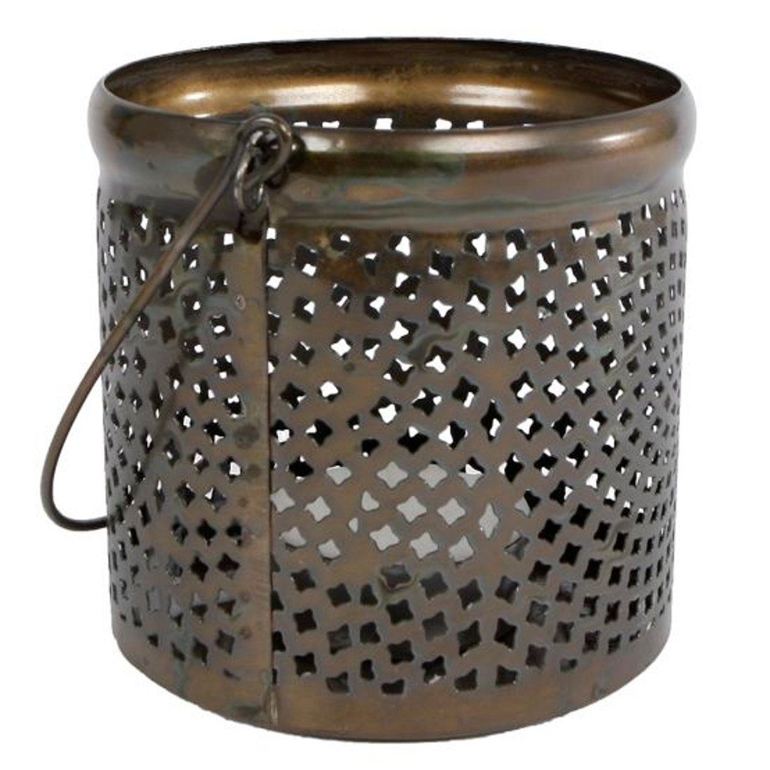 Macosa Home Windlicht Deko Metallwindlicht Свічник Tisch Торшери Teelicht-Halter (Kupferfarben Gartendeko, orientalisch Tischdeko), Windlicht Messing-Farben Metall modernes Design rund
