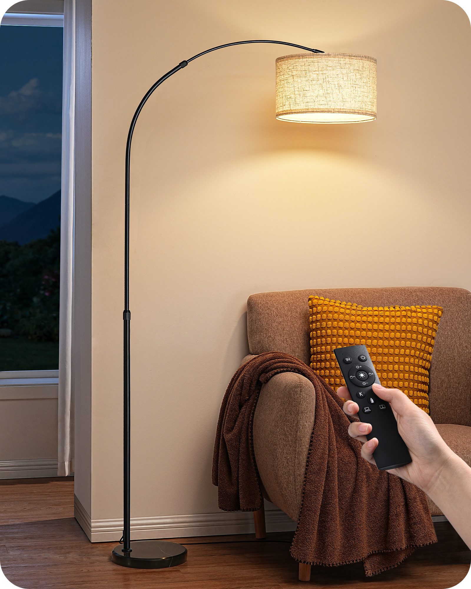 EDISHINE LED Stehlampe Dimmbar, Höhenverstellbar Stehlampe mit Fernbedienung