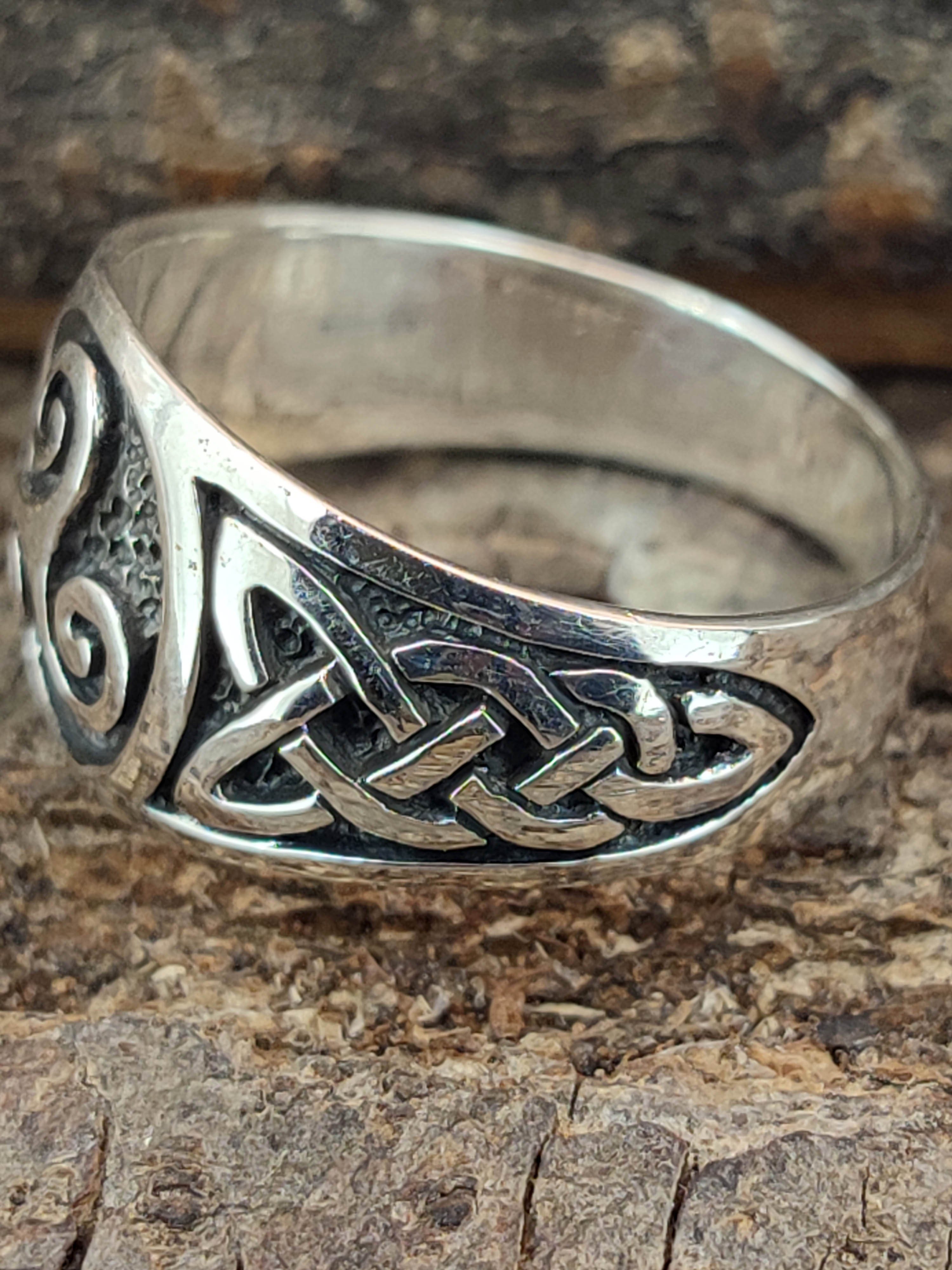 Spirale 925 Dreier Triskele Silberring Leather of Ring Kiss Fingerring keltische Gr. 52-74