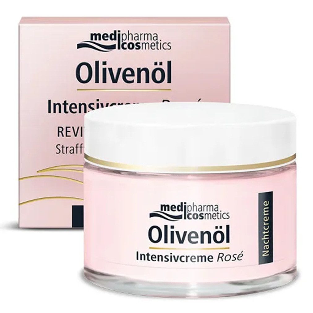 Dr. Theiss Naturwaren Nachtcreme – Olivenöl Intensivcreme Rosé Nachtcreme, Reichhaltige Nachtpflege für einen revitalisierten Teint