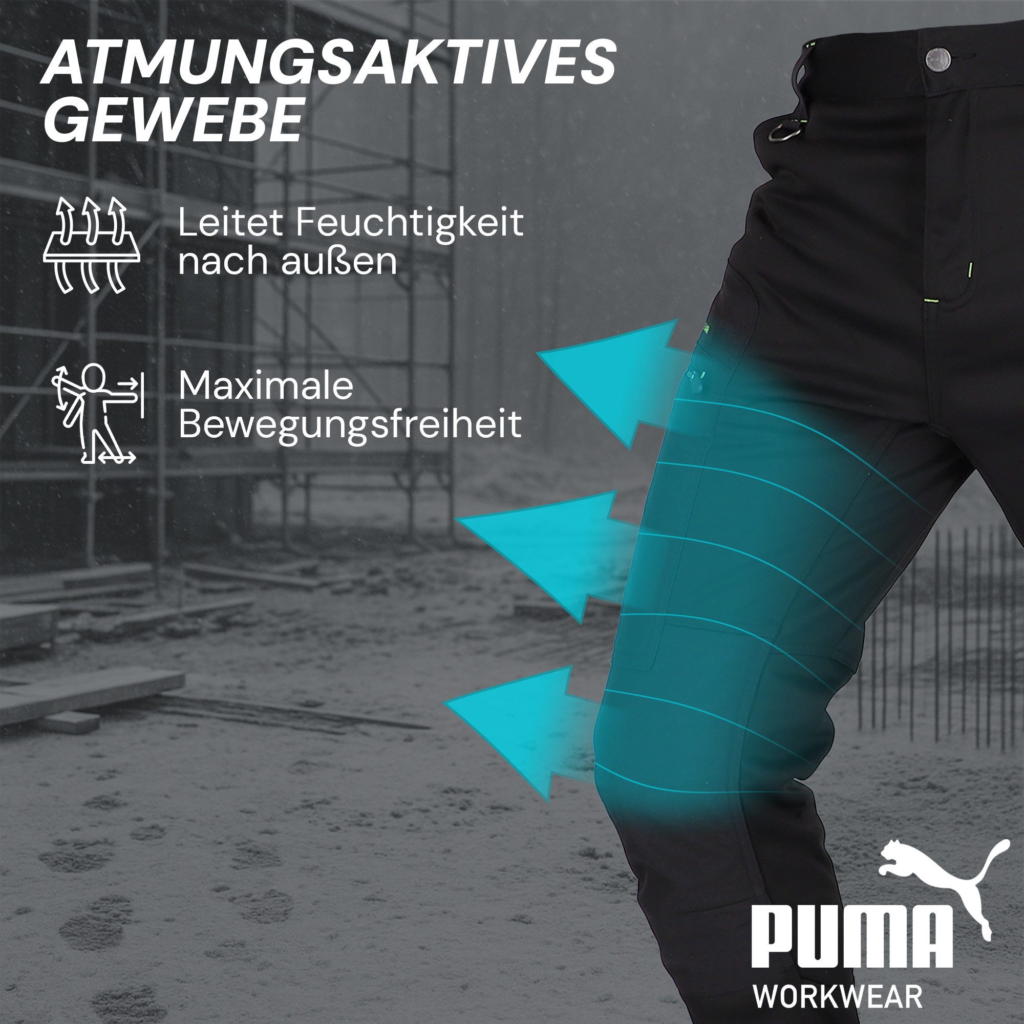 PUMA Workwear Arbeitshose ProOne Alpine gefütterte Hosen Herren - Outdoor Hosen für Herren Winddichte, Wasserabweisende & elastische Arbeitshose für den Winter – Bild 4 von 5