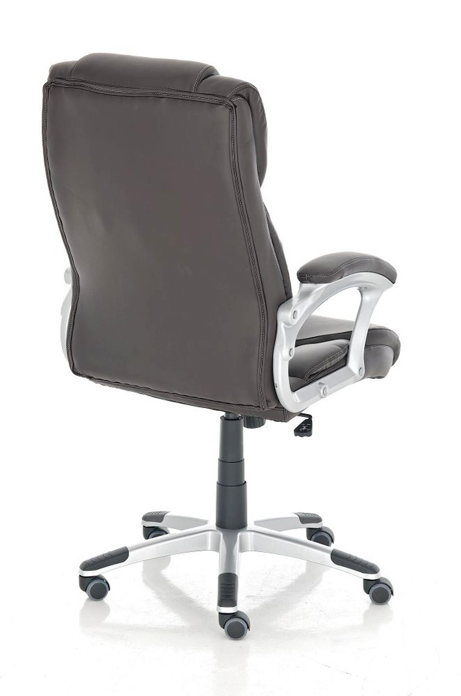 360° höhenverstellbar Texum Bürostuhl TPFLiving Chefsessel, Rückenlehne (Schreibtischstuhl, bequemer Kunstleder Drehstuhl, Bürostuhl drehbar XXL), Sitz: braun - - mit und Gestell: silber Kunststoff