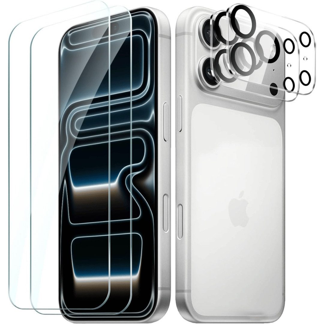 SmartUP Displayschutzglas 2X Schutzglas für iPhone 17 Pro Max Display Kamera Panzerfolie Full 9H für iPhone 17 Pro Max, 4 Stück, kompletter Rundumschutz
