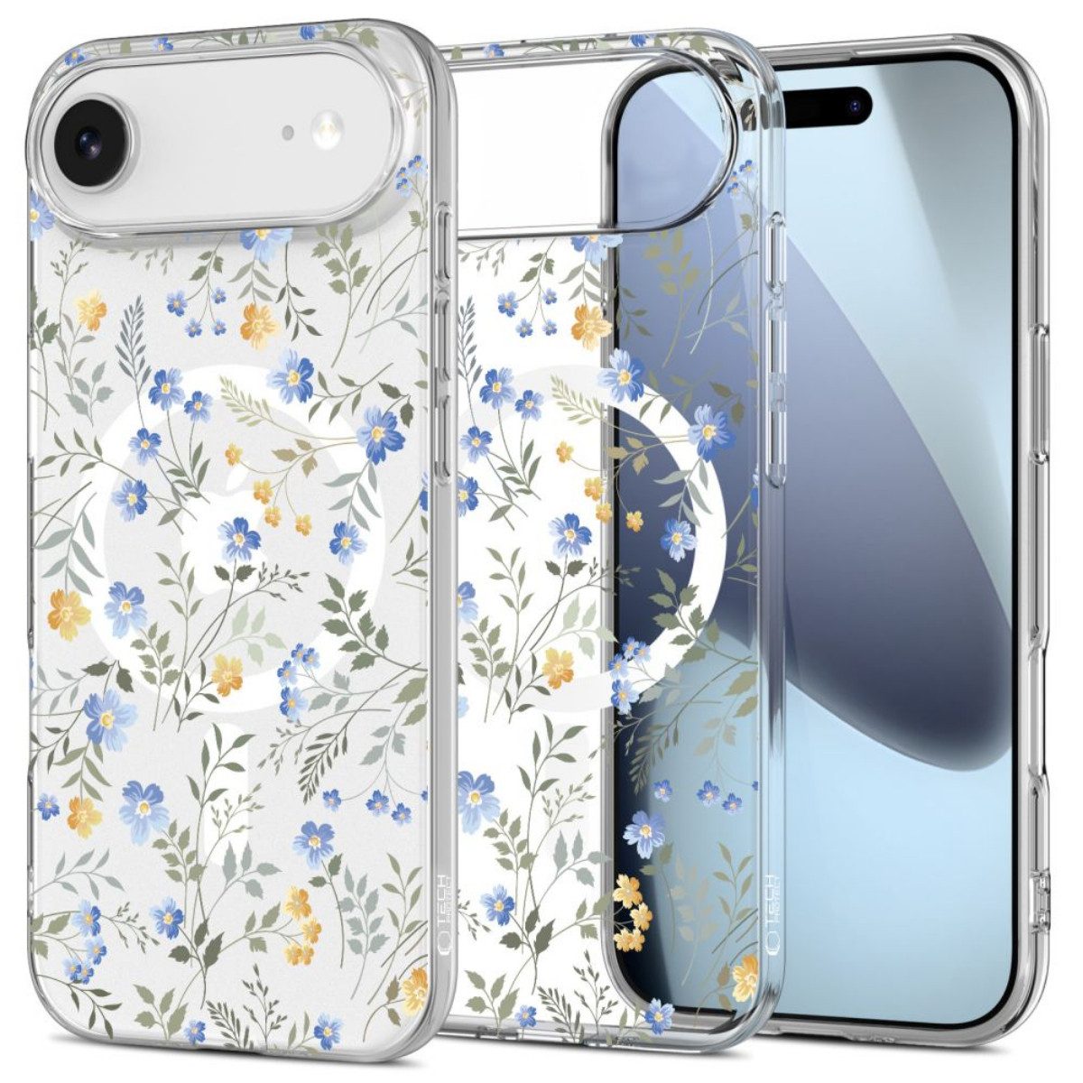 TECH PROTECT Handyhülle FlexAir Geschenkidee Kompatibel mit iPhone 17 Air Magnetfunktion 6,1, Flexibles, transparentes Design mit Blumenmotiv und Magnetfunktion