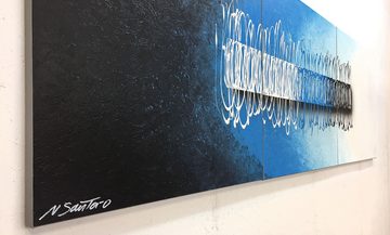 WandbilderXXL XXL-Wandbild Swinging Water 210 x 70 cm, Abstraktes Gemälde, handgemaltes Unikat