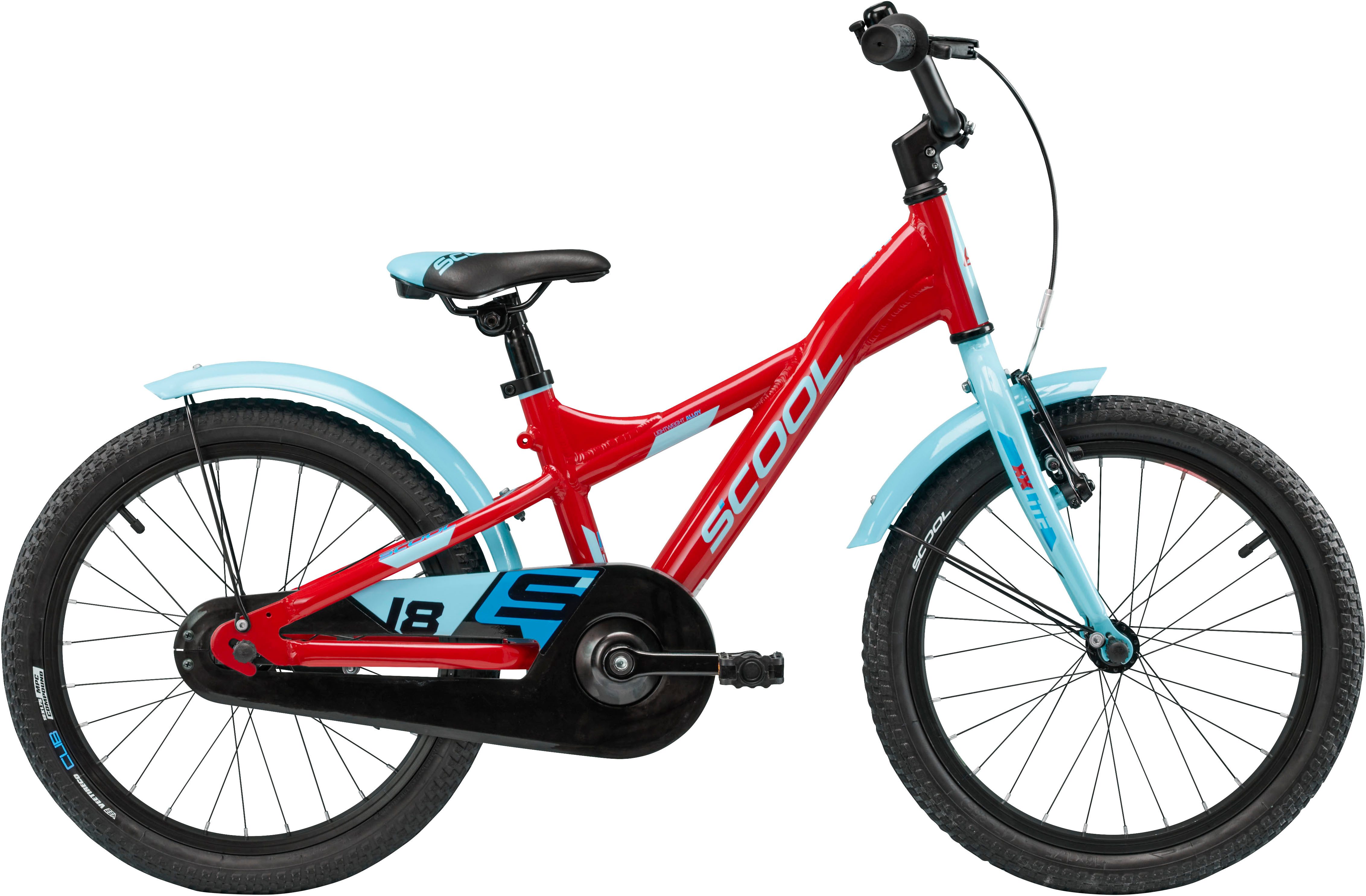 S’COOL Kinderfahrrad S'COOL XXlite 18-1S - Red/Light Blue, 1 Gang, ohne Schaltung, Stützräder montierbar