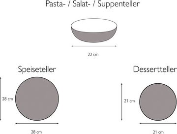 CreaTable Tafelservice Uno (12-tlg), 4 Personen, Steinzeug, Service, ausdrucksstarkes Relief, 12 Teile, für 4 Personen