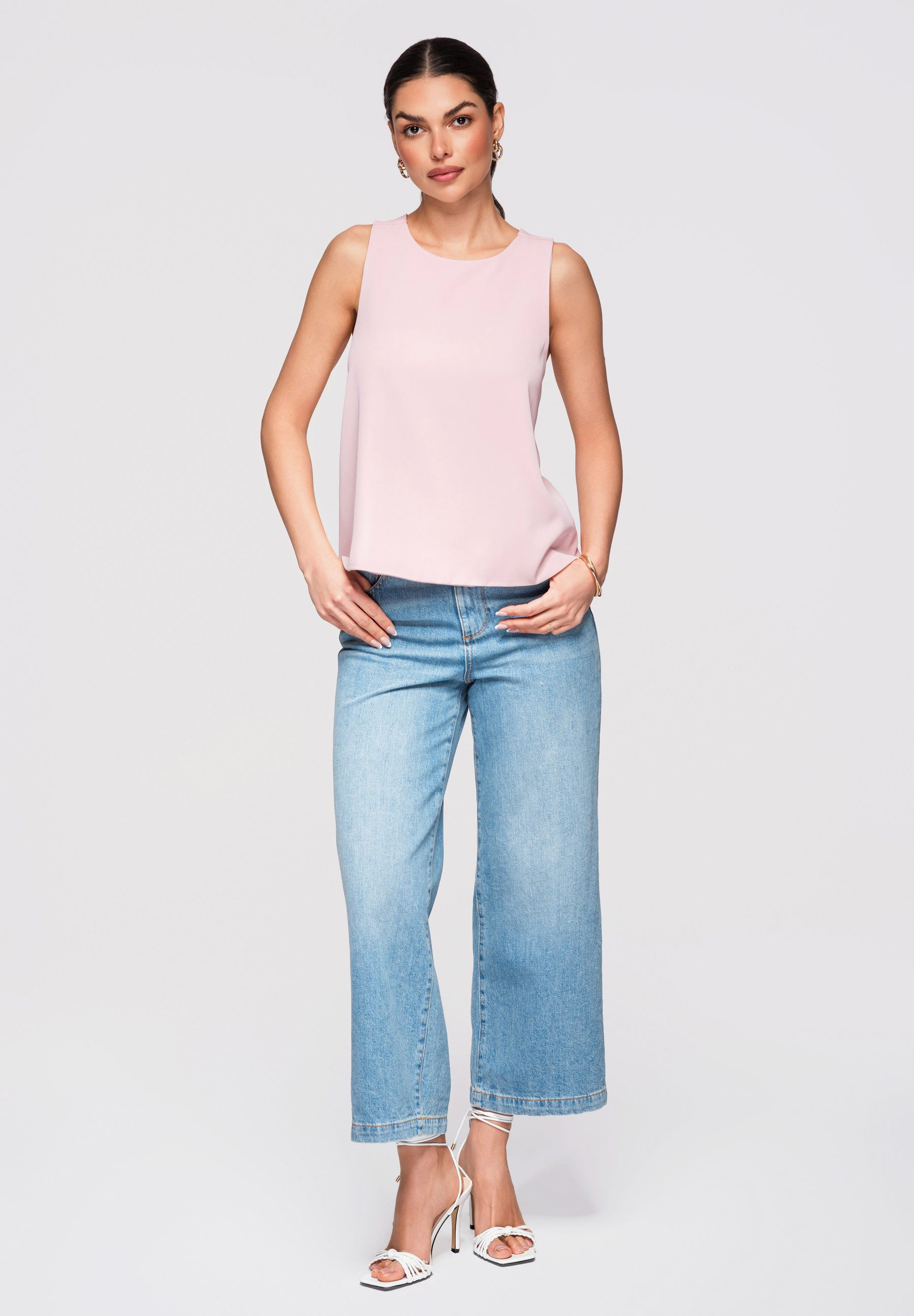 OMBRE Blusentop Damen Blusentop mit offenem Rücken Elegant Rose L (kein Set, 1-tlg) Offener Rücken mit überlappenden Paneelen