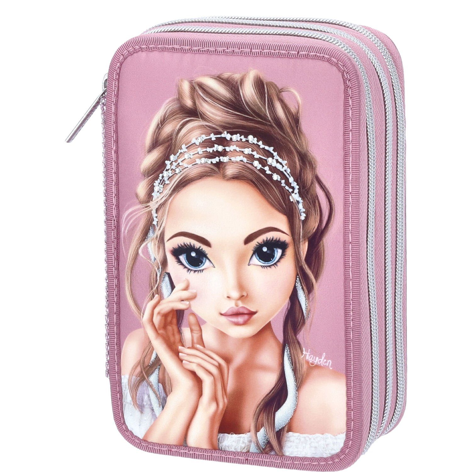 Depesche Federtasche Depesche 3-Fach Federtasche TOPModel Glitter Queen Rosa