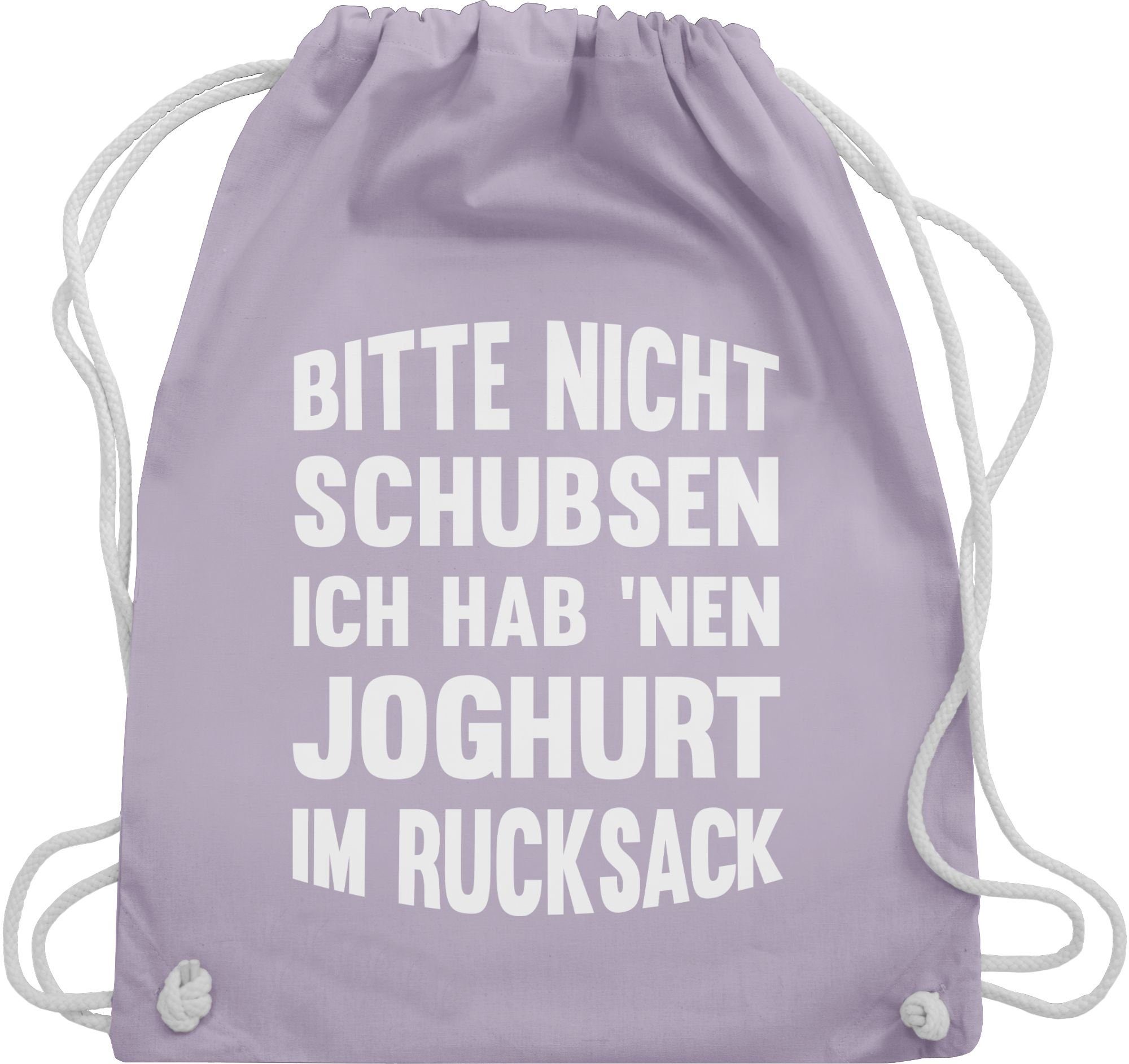 Shirtracer Turnbeutel Bitte nicht schubsen ich hab nen Joghurt im Rucksack, Sprüche Statement mit Spruch