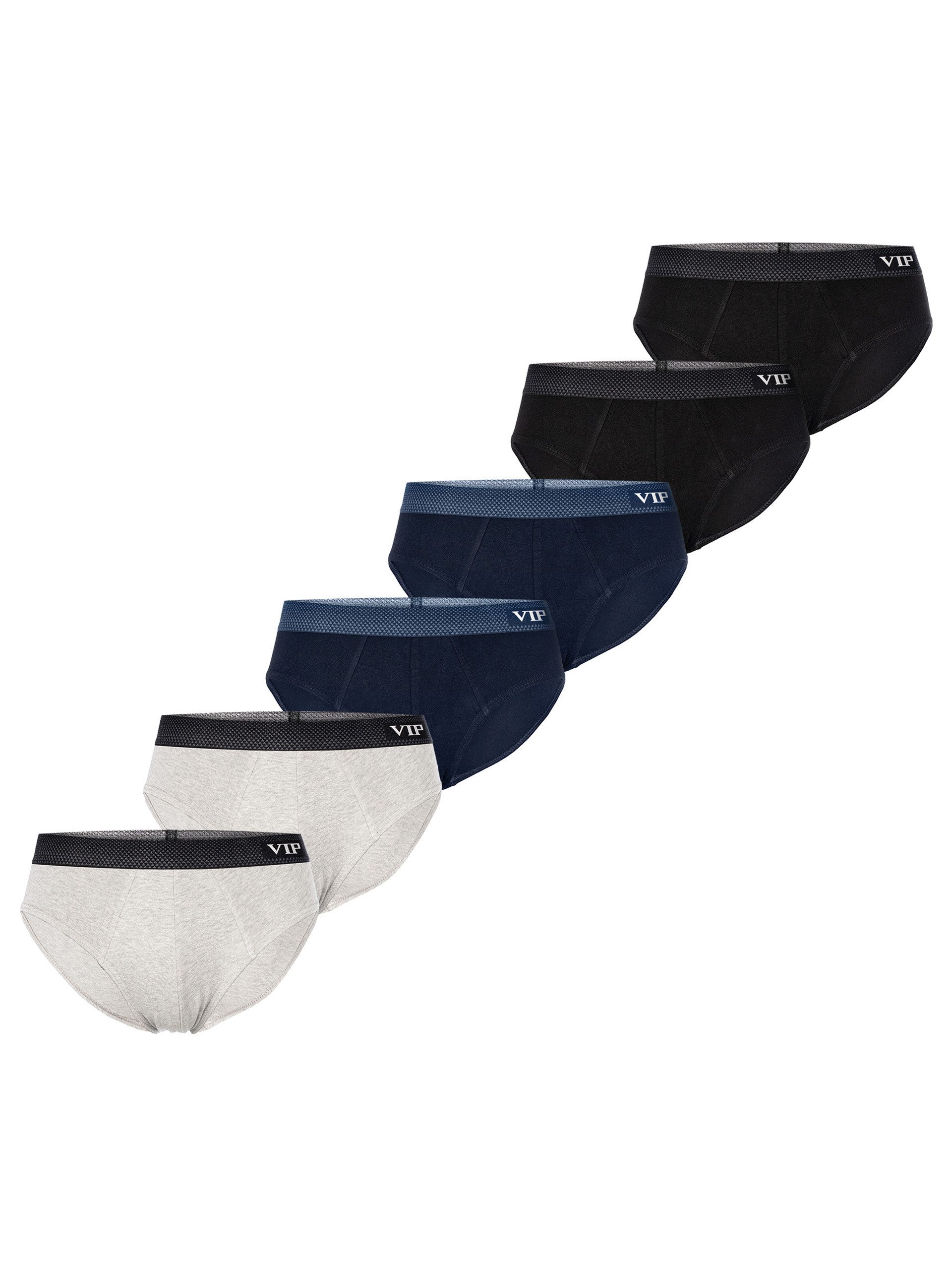 VIP Slip Premium Jersey Stretch - 6er Set - klassische Unterhosen (6-St) Unterwäsche Männer Herren Uni Baumwoll-Mix (95% Baumwolle) 6-Pack