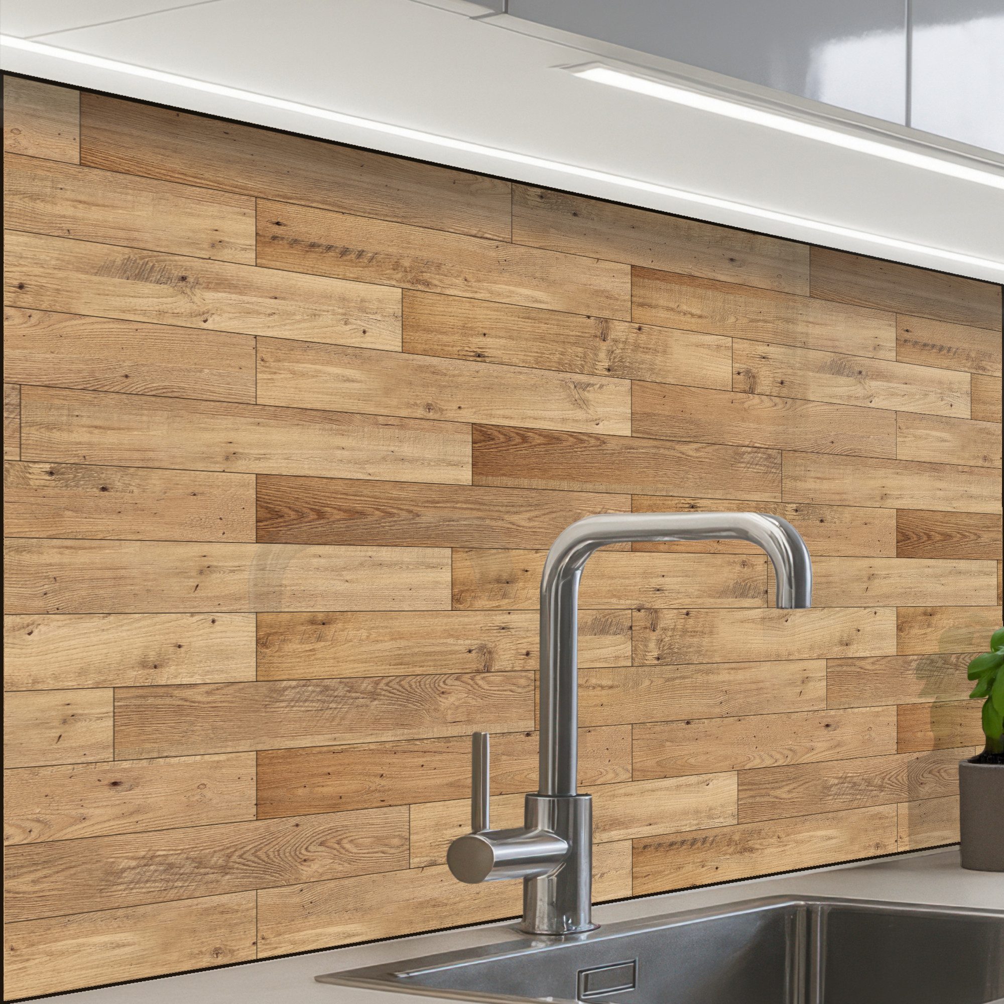 KitchenYeah Küchenrückwand Muster selbstklebend (keine Folie) Muster - Parkett - Muster, (1-tlg), Spritzschutz, Küche, Rückwand, Küchenwand, Küchenfront, 30x20 cm