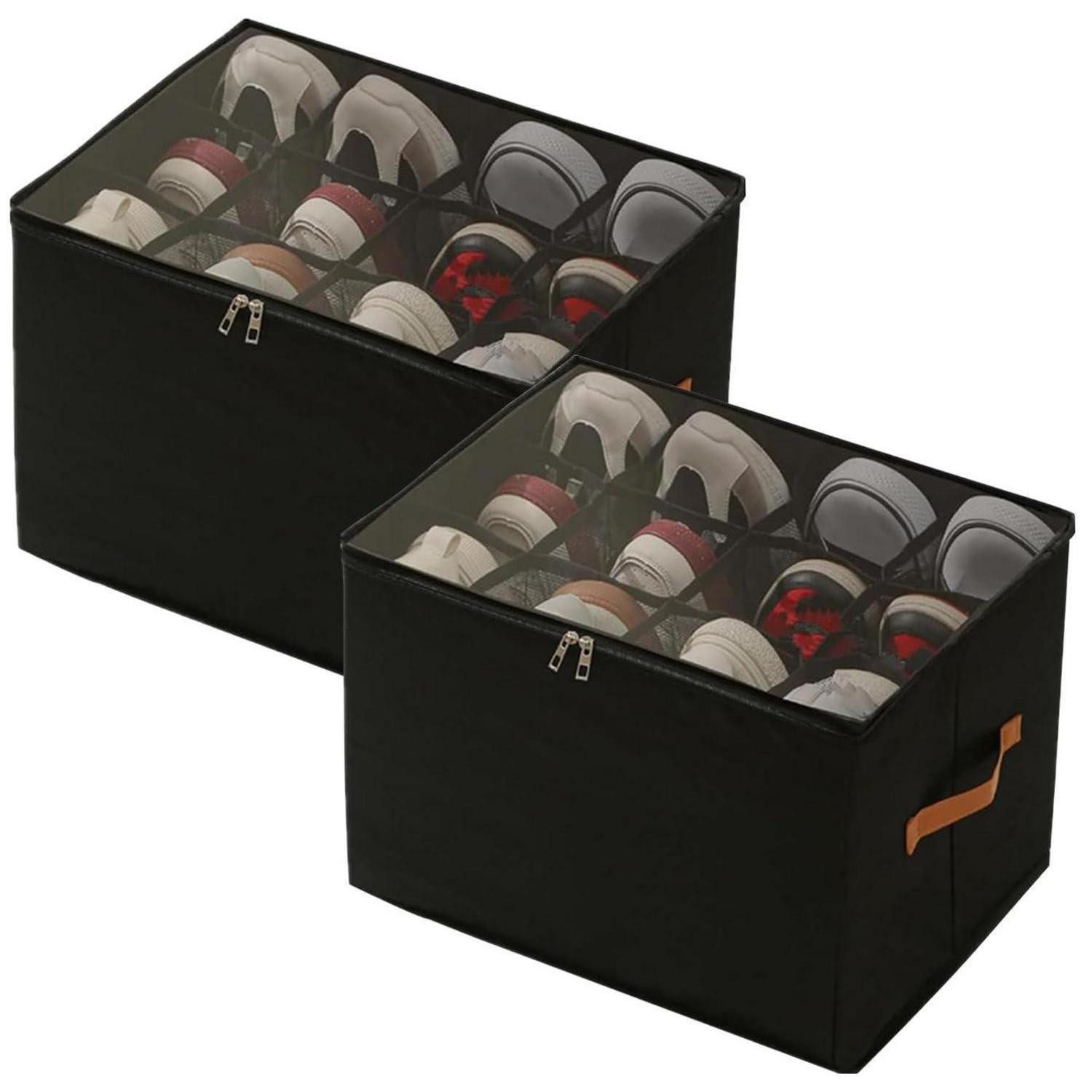 LuxusKollektion Schuhregal Schuhaufbewahrung Stoff klar stapelbar 2er Pack, 2-tlg.