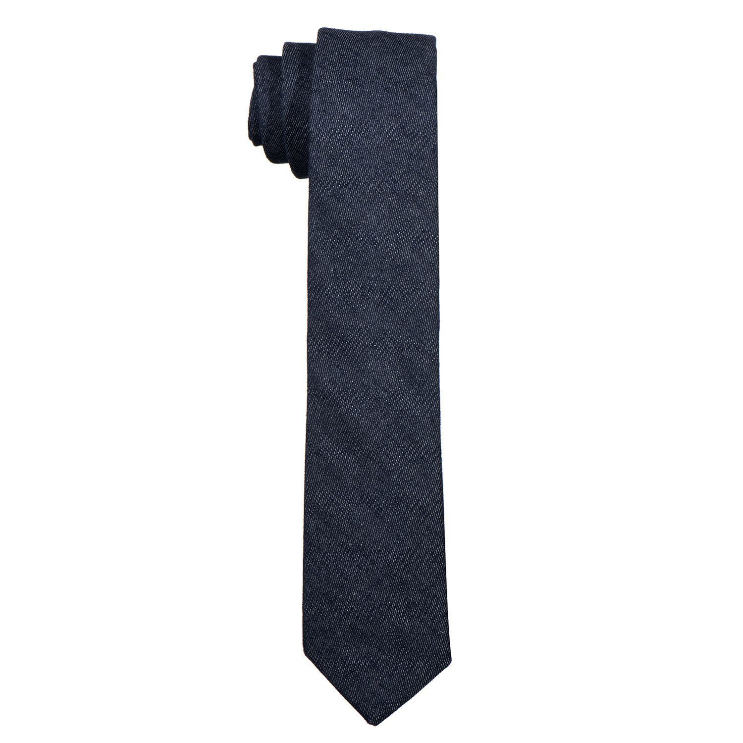 oder DonDon Muster, (Packung, kariert gepunkt cm einfarbig 1x Baumwolle, festliche für verschiedene Büro Krawatte Krawatte 6 und Veranstaltungen Herren Krawatte) jeans-dunkelblau 1-St.,