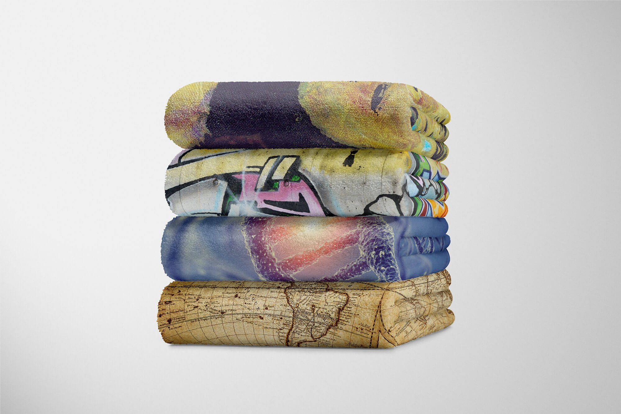 Handtuch Handtücher Strandhandtuch Blau, Art Baumwolle-Polyester-Mix Sinus DNA 3D Handtuch mit (1-St), Kuscheldecke Fotomotiv Kunst Saunatuch