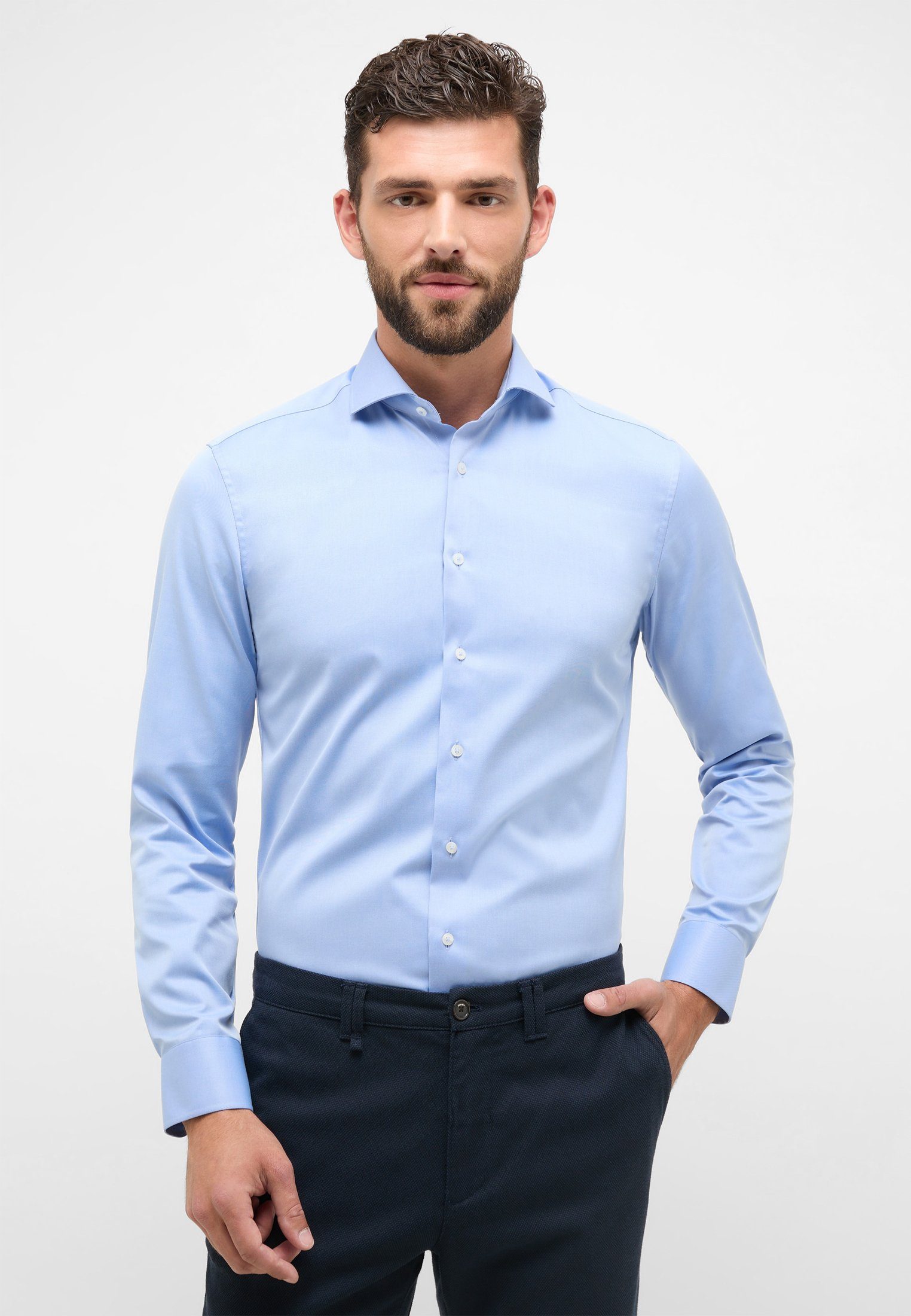 SLIM FIT blau Eterna Langarmhemd