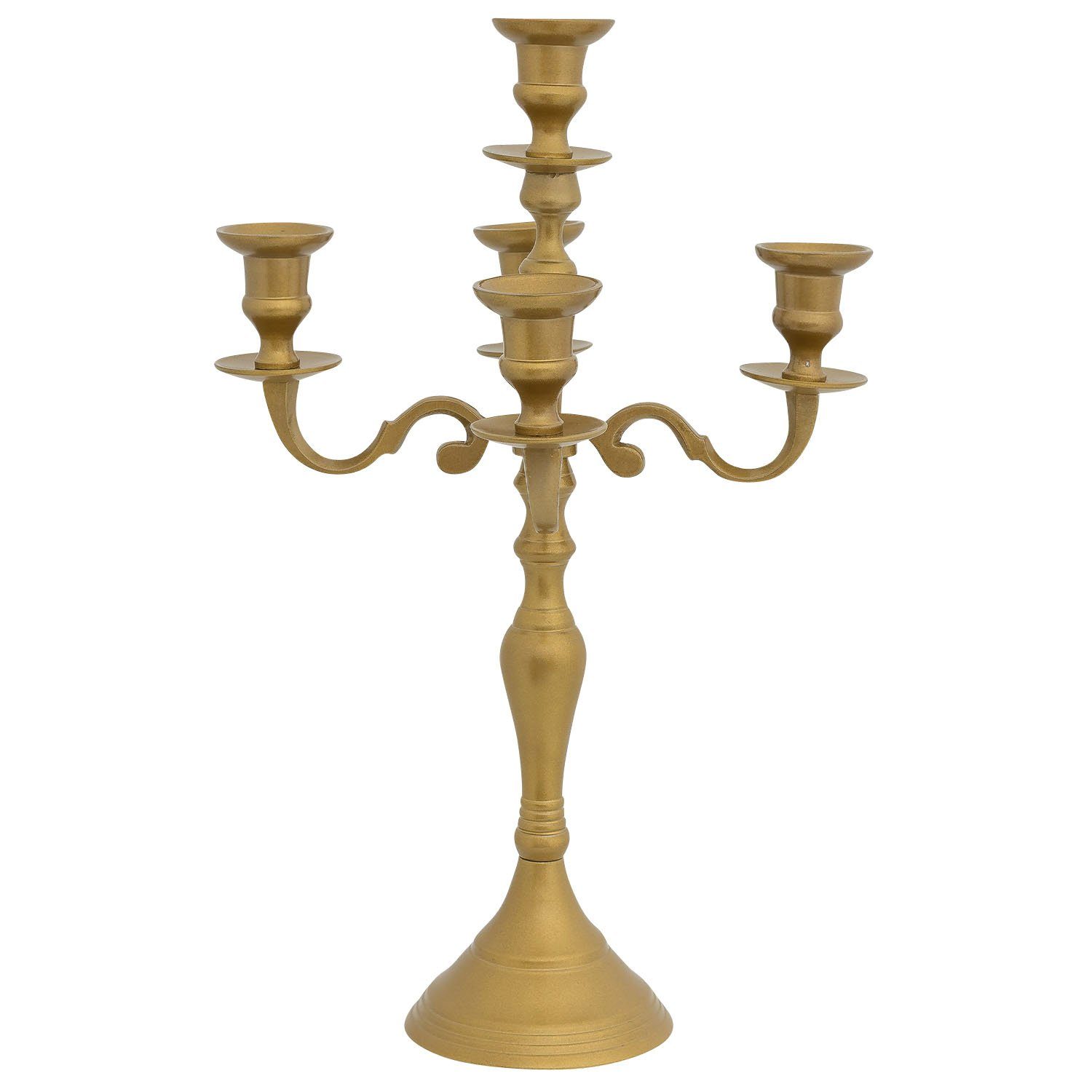 Aubaho Kerzenständer Kerzenhalter Kerzenständer 5-armig gold Aluminium Antik-Stil 40cm