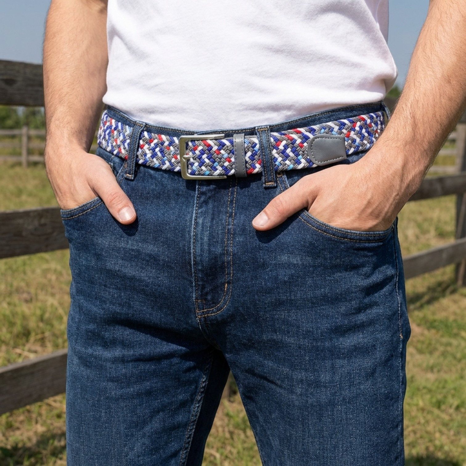 FRONHOFER Flechtgürtel 17989 (1-St) 3,5 cm breiter elastischer Stoffgürtel, dehnbar, elegant