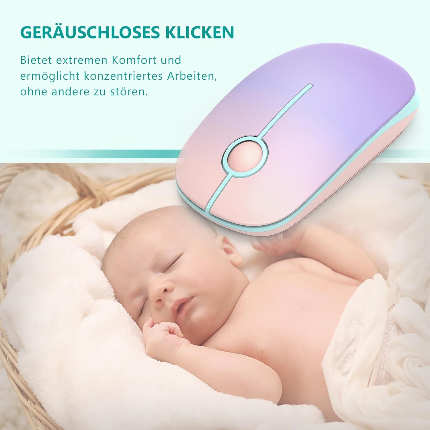 Seenda Maus Kabellos, 2,4G Funkmaus mit 1600 DPI für PC/Laptop/Linux Maus (Bluetooth, Funk, 3 Leise Tasten Für Links- und Rechtshänder)