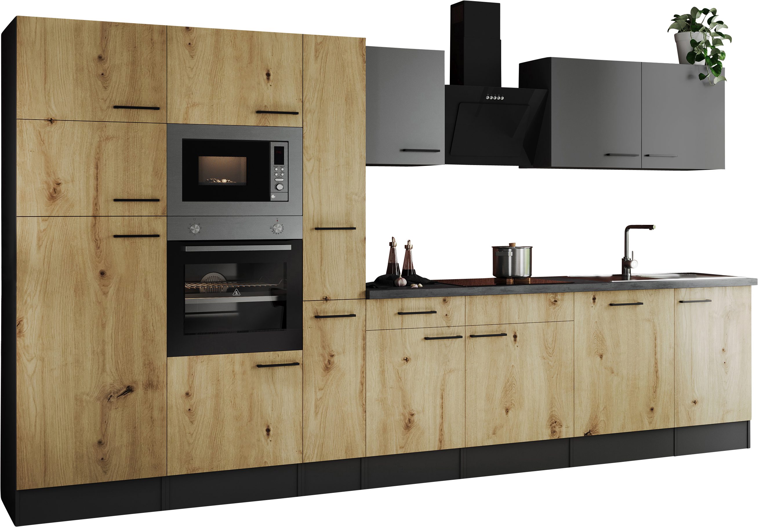 RESPEKTA Küchenzeile Oliver, Breite 370 cm, 90 cm Arbeitshöhe, in exklusiver Konfiguration für OTTO