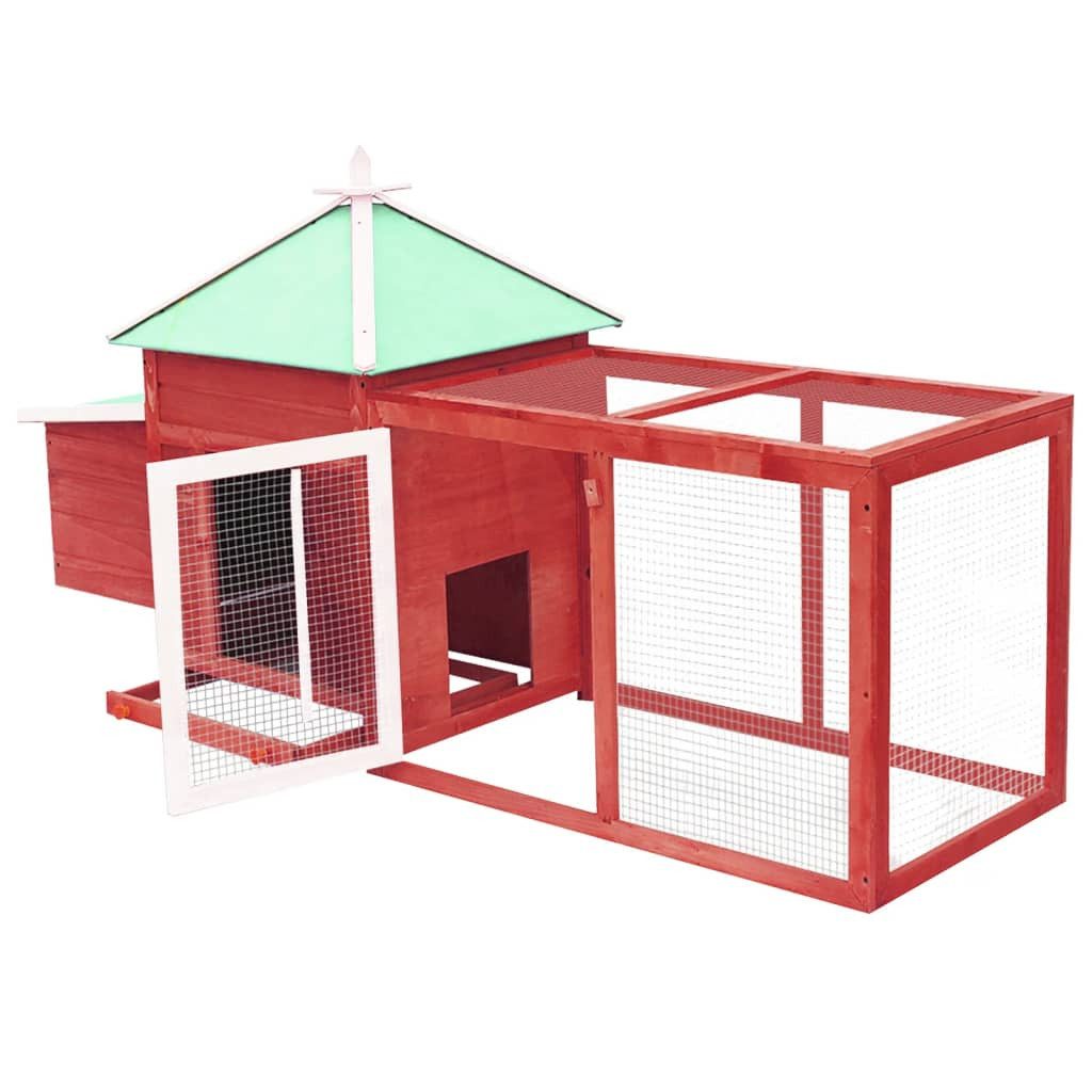 vidaXL Hühnerstall, Hühnerkäfig mit Hühnernest Rot 190x72x102 cm Tanne Massivholz