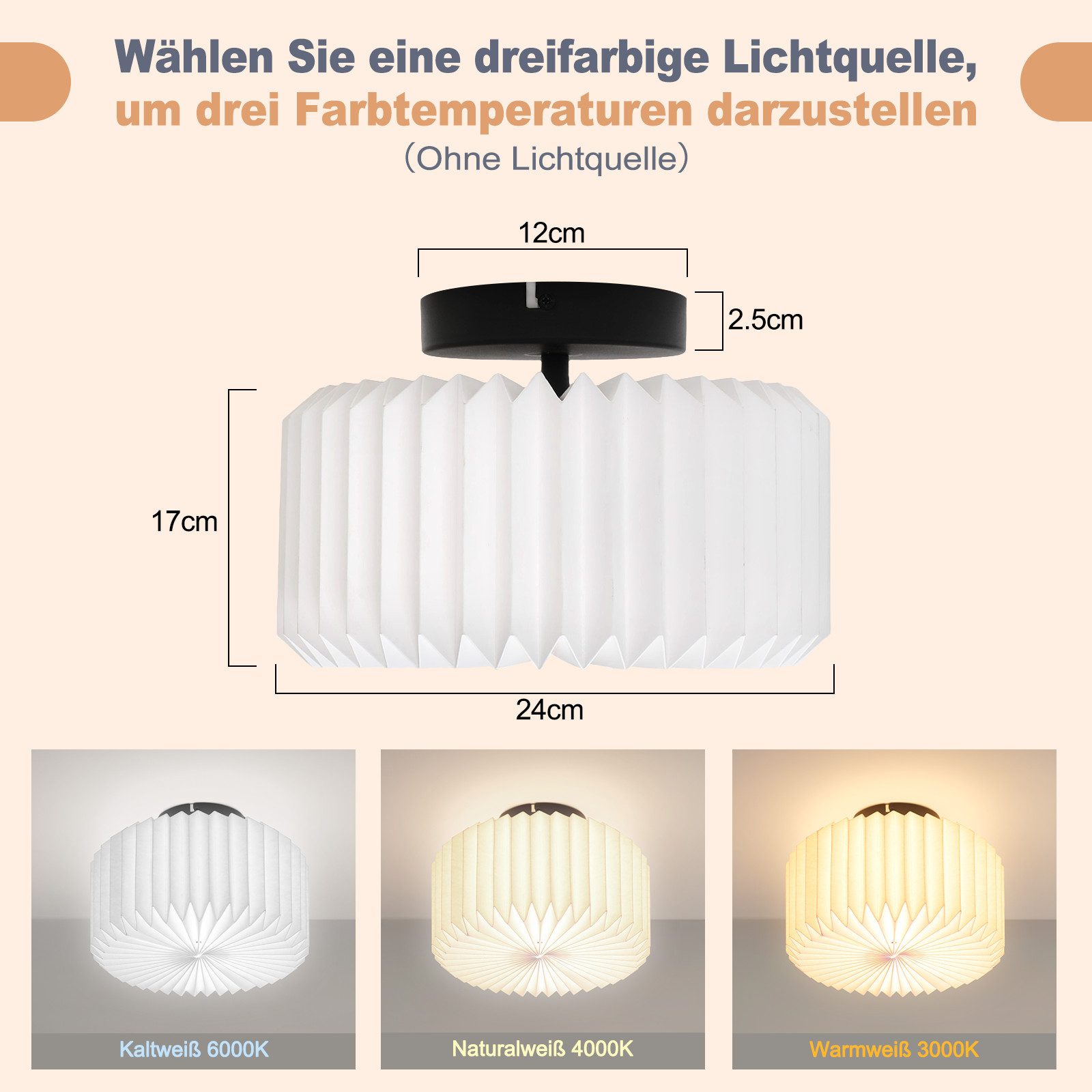 Nettlife Deckenleuchte Papier Deckenlampe Vintage Küche Weiß G9 Lampenschir günstig online kaufen