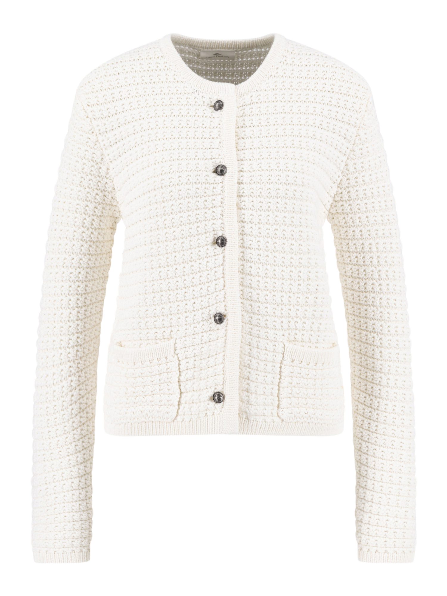 FYNCH-HATTON Strickjacke weiß,Casual,Baumwolle,Strukturiert,Rundhals,Lang,Casual Fit