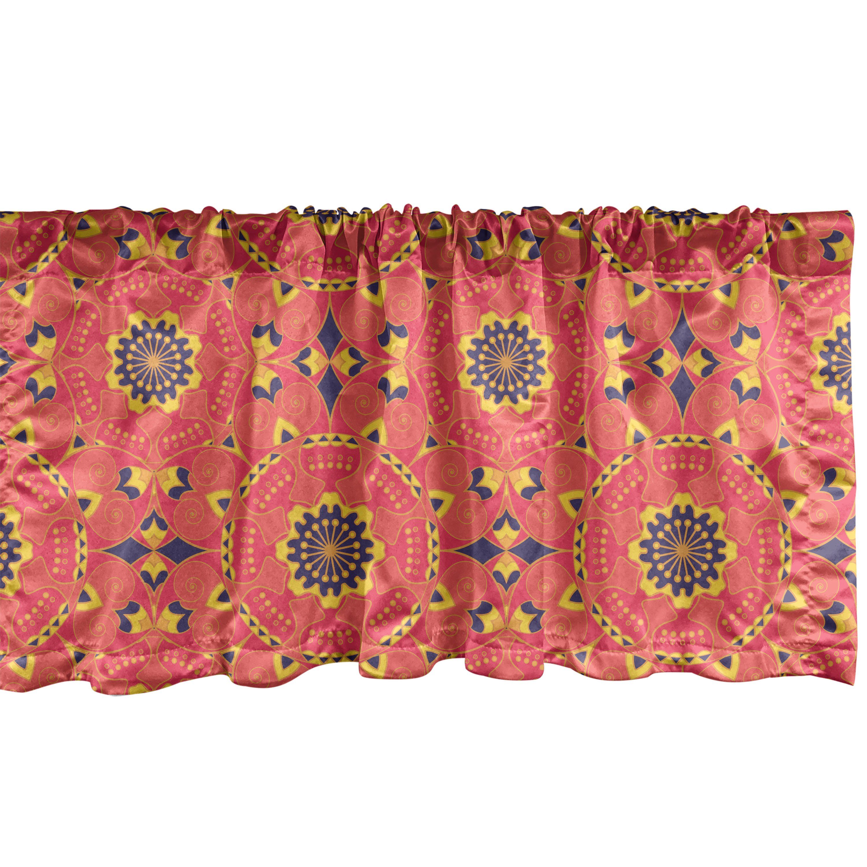 Scheibengardine Vorhang Volant für Küche Schlafzimmer Dekor mit Stangentasche, Abakuhaus, Microfaser, Mandala Kultur Mandala-Muster