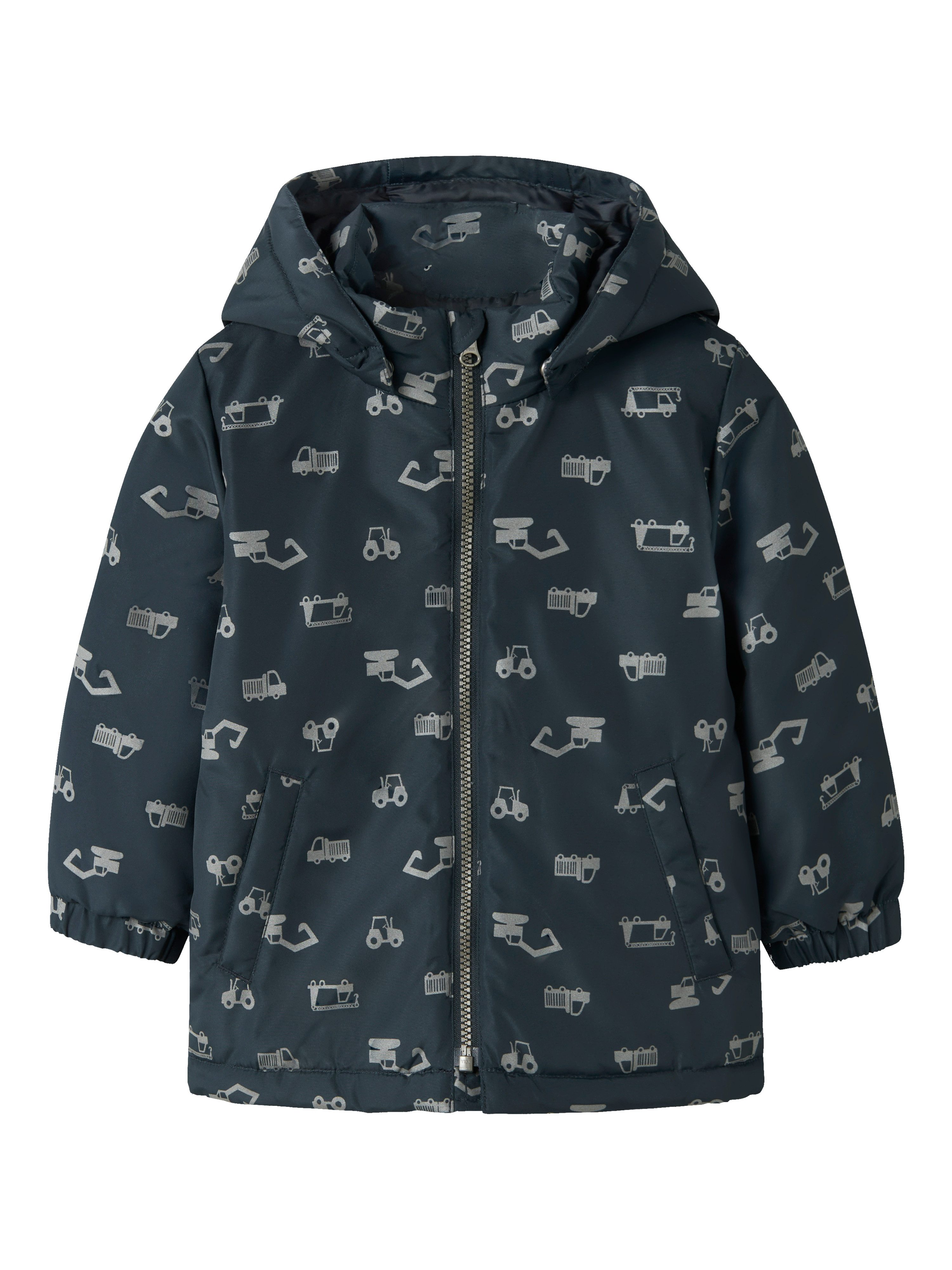 Name It Outdoorjacke NMMMAX JACKET PA REF AOP NOOS Kunstfaser, abnehmbare Kapuze, wasserabweisend