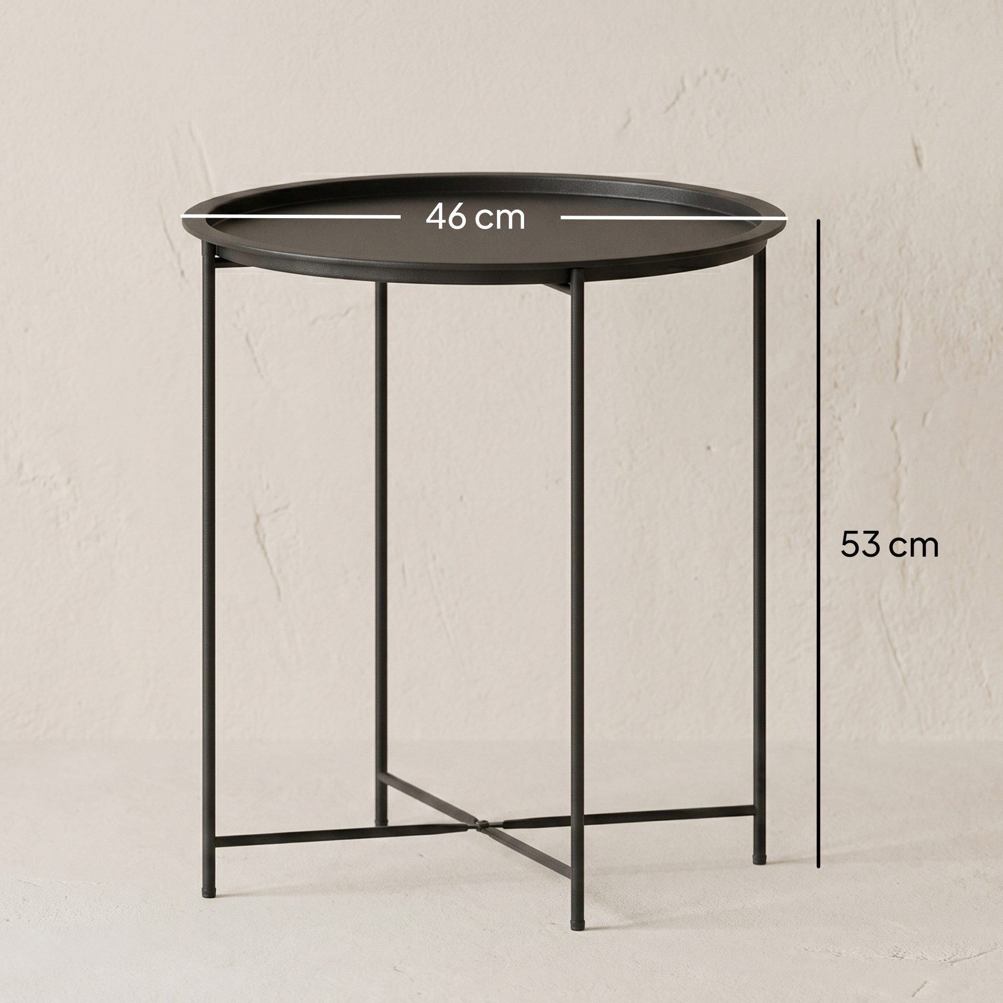 Outsunny Gartentisch Beistelltisch klappbar mit klappbar Tischbeine Campingtisch (Beistelltisch, 1-St., klappbar Balkontisch), für Wohnzimmer, Büro, Outdoor, Indoor, Schwarz