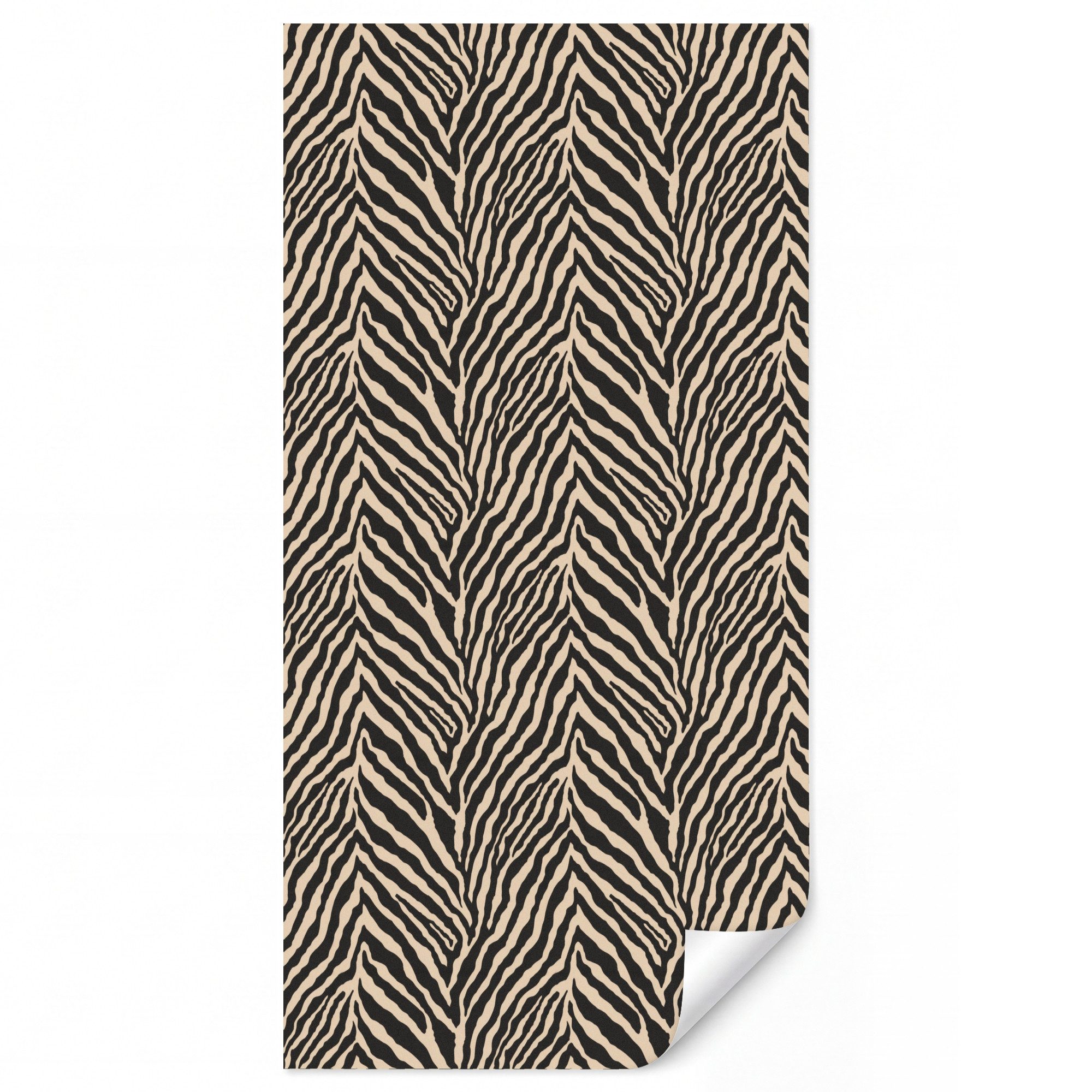 OnlyWow Fototapete Zebra - Klassisch - Schwarz, Matt, bedruckt, Wandtapete, Schlafzimmer, Wanddekoration 100x220cm
