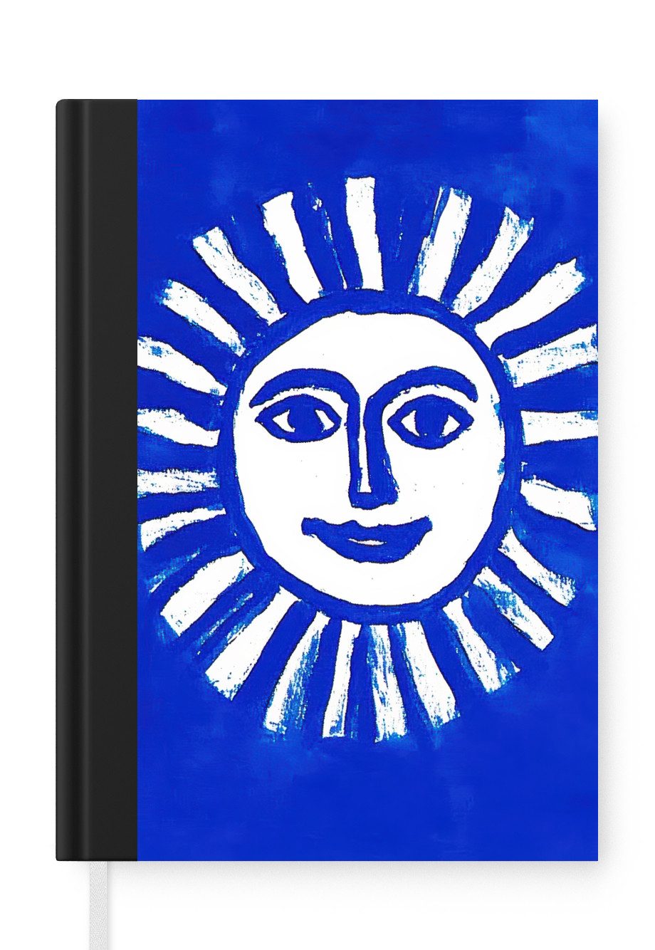 MuchoWow Notizbuch Sonne - Gesicht - Bürstentextur - Blau, Notebook, Notizblock a5, Tagebuch, Journal Liniert