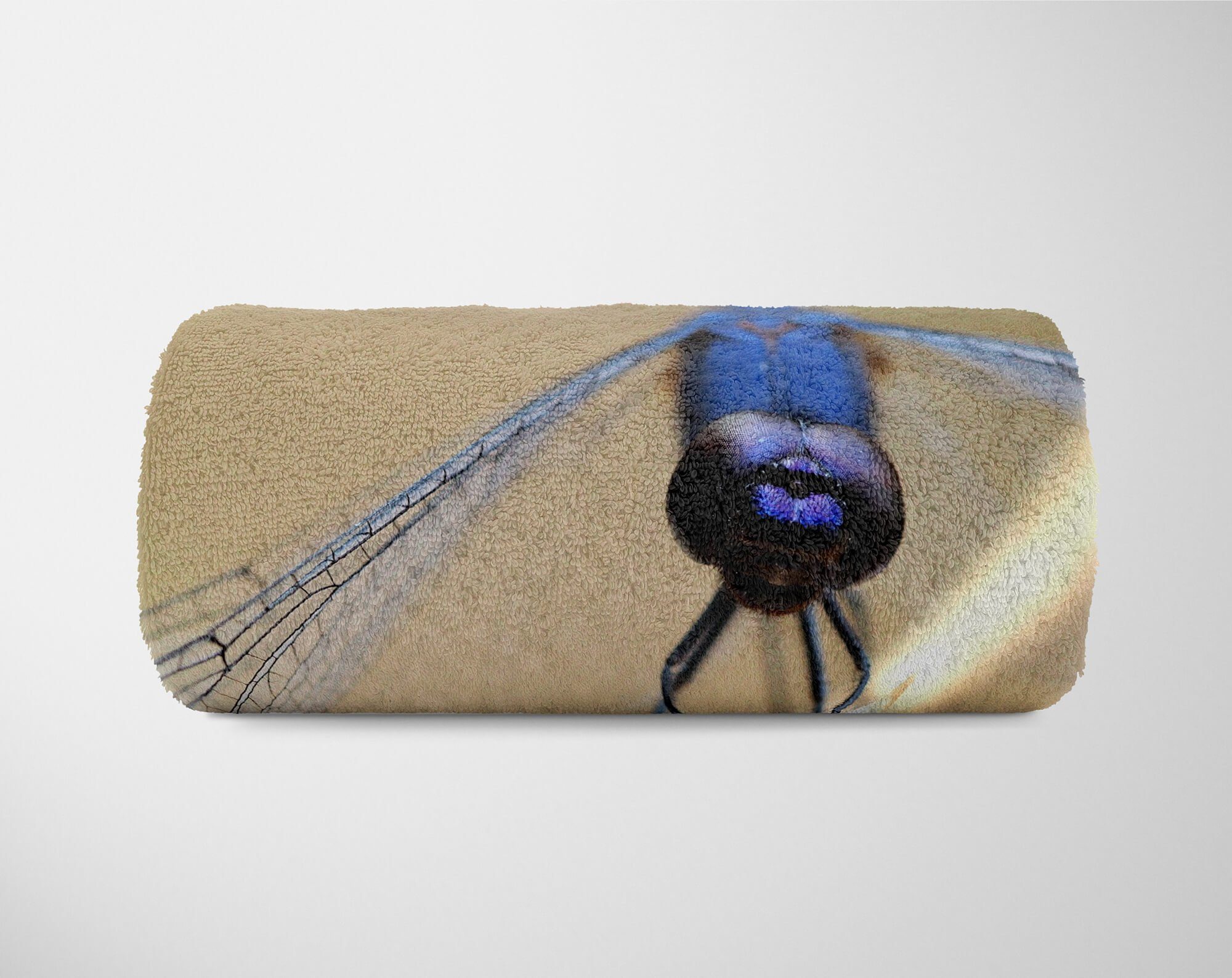 Handtücher (1-St), Tiermotiv Kuscheldecke blaue Art Baumwolle-Polyester-Mix Libelle mit Handtuch Handtuch Sinus Saunatuch Strandhandtuch Naha,