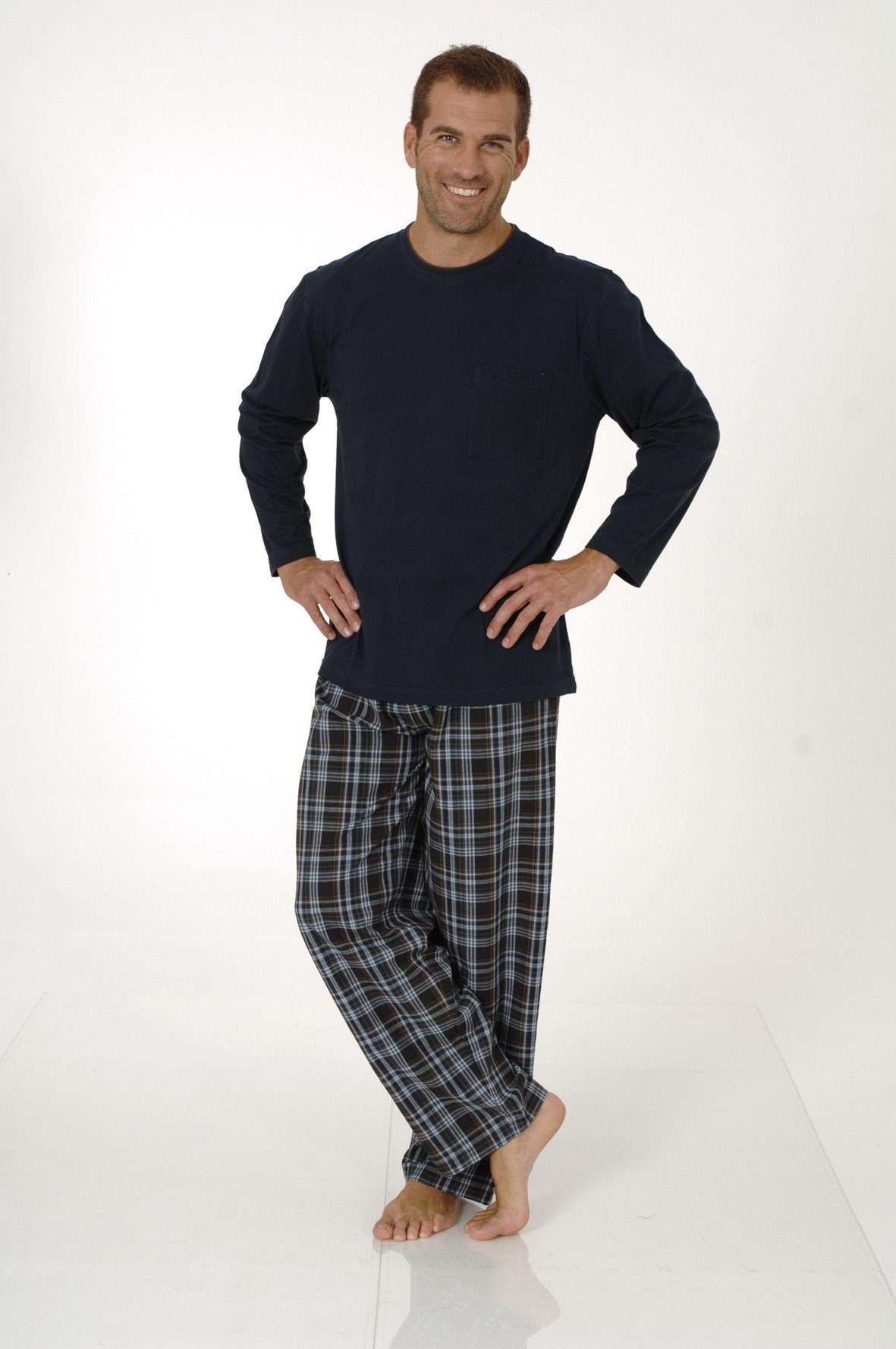 Normann Pyjama Herren Pyjama Mix& Match Schlafanzug, Hose gewebt, Oberteil günstig online kaufen