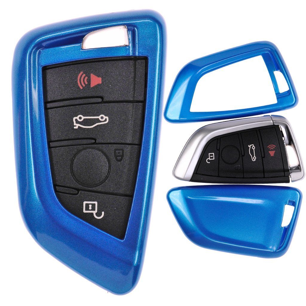 SMARTKEY X6 F16 Blau 2er BMW Metallic für F46 X1 Schutzhülle X5 Autoschlüssel KEYLESS F45 F48 Schlüsseltasche Metallic mt-key Hardcover Blue, F15