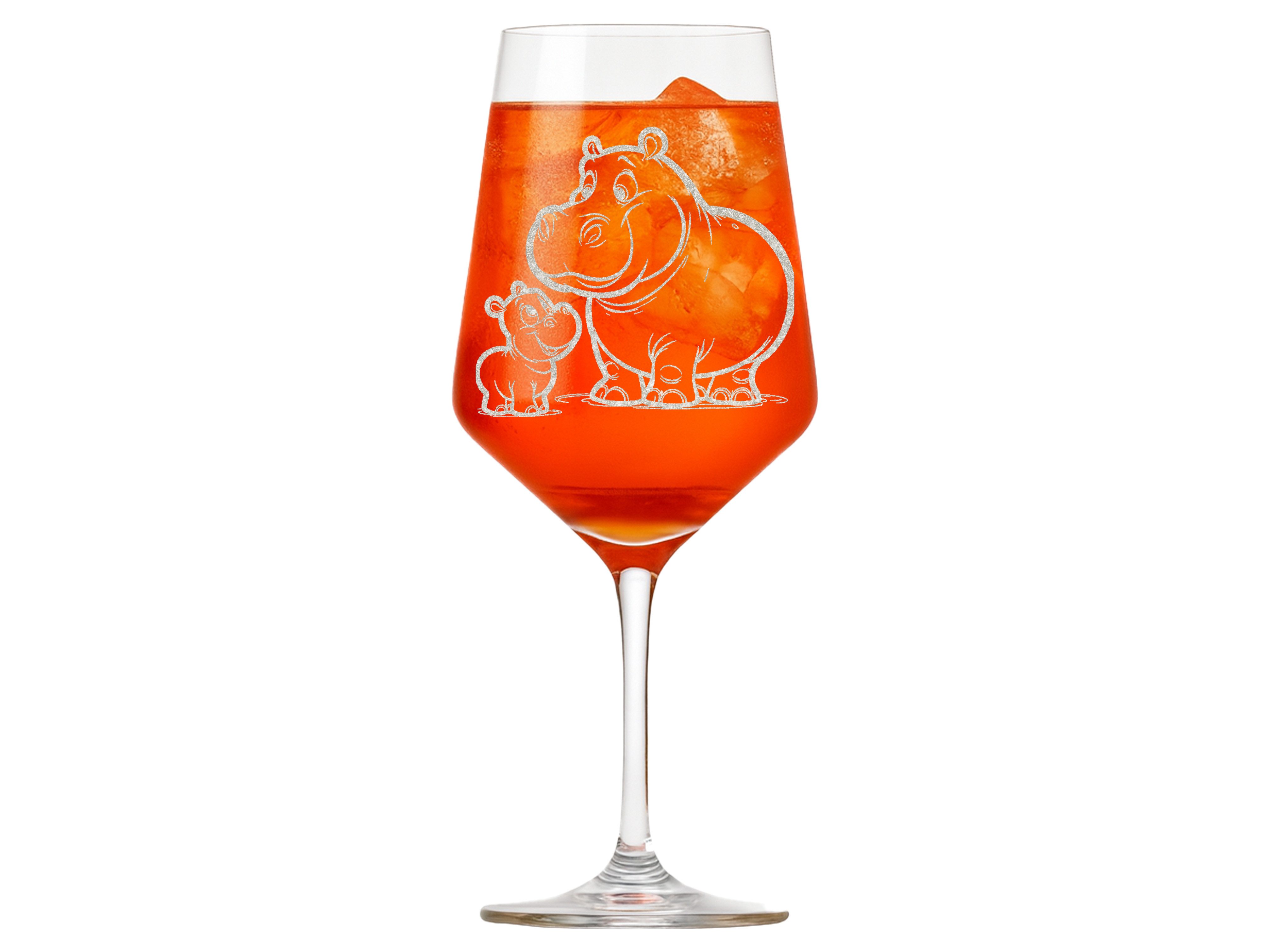 eXODA Weinglas Gravur Nilpferd mit Baby - 350ml absolut spülmaschinenfest, 1-tlg., Glas, Atemberaubende Darstellung – Bild 2 von 5