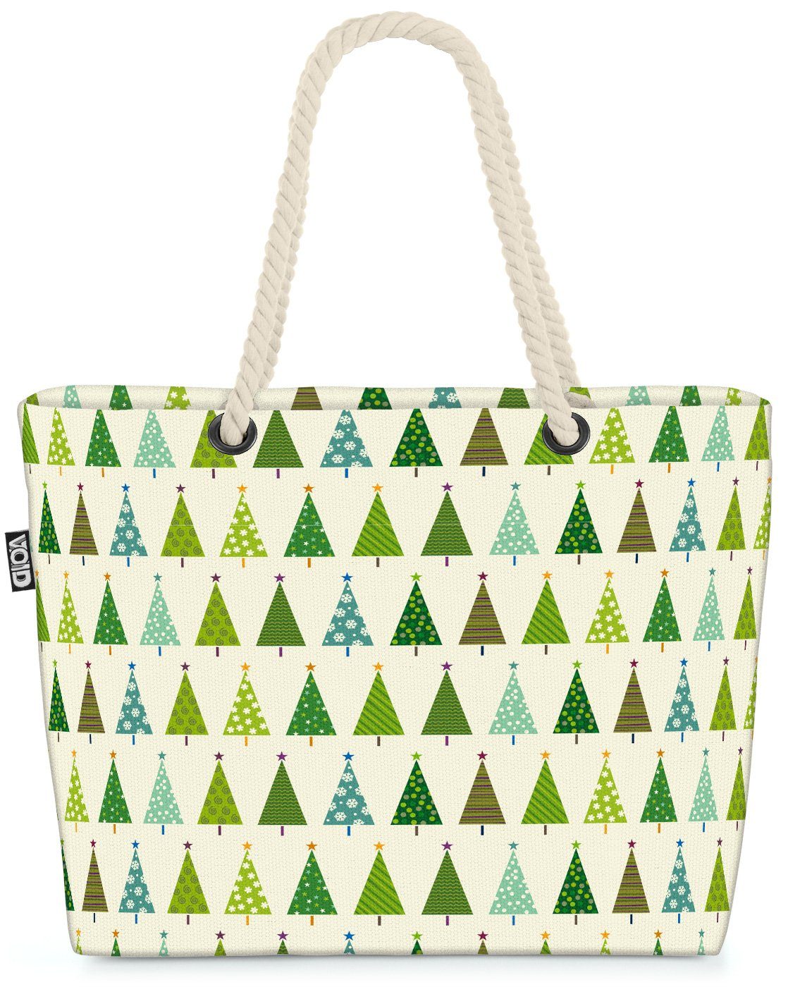 VOID Strandtasche (1-tlg), Christbaum Stern Muster Beach Bag Christbaum Tannenbaum Wald Baum Stern Pflanze